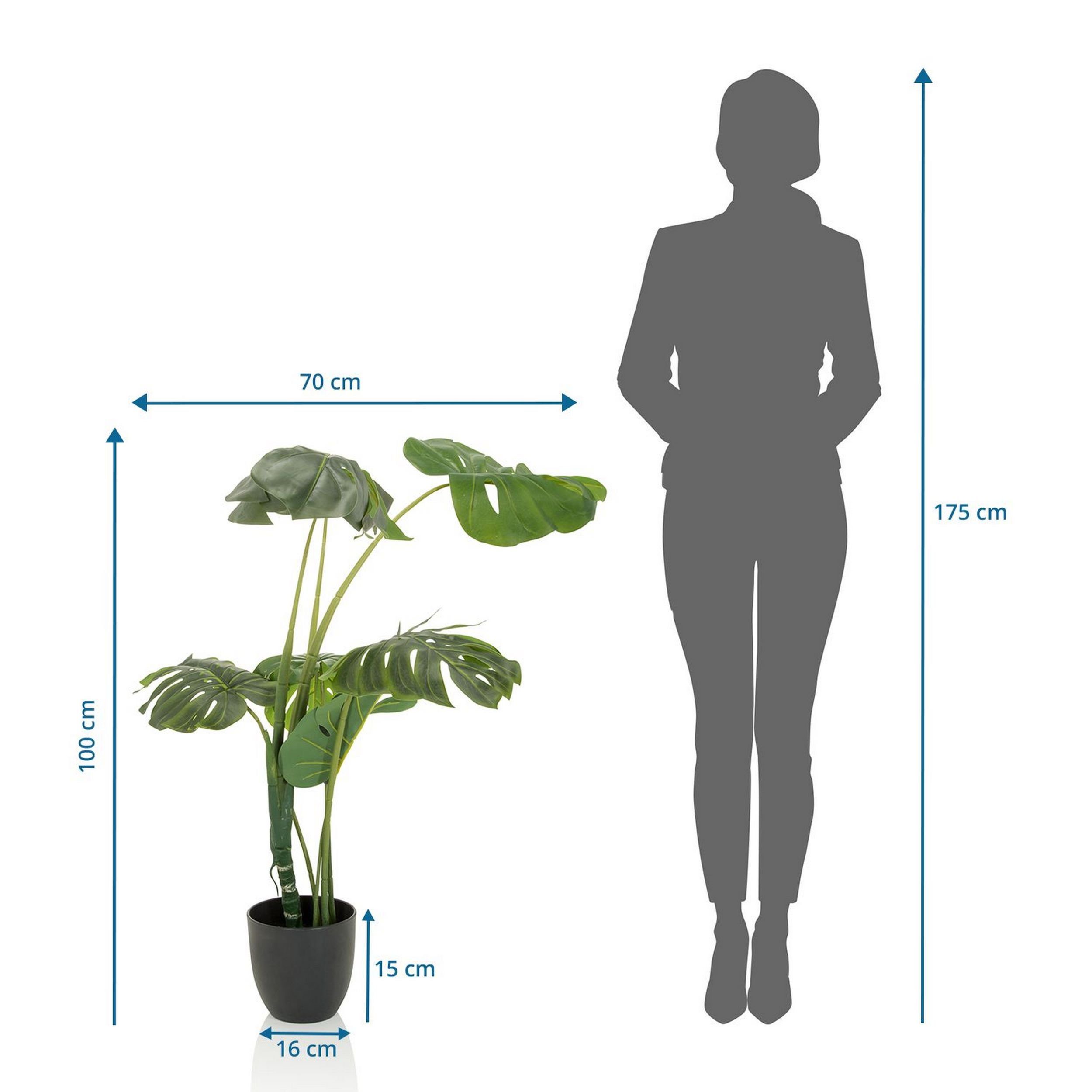 innen- Künstliche Höhe Zimmerpflanze Pflanzen, für bümö, Fensterblatt außen Monstera 100 und Kunstpflanze: / cm, Deko