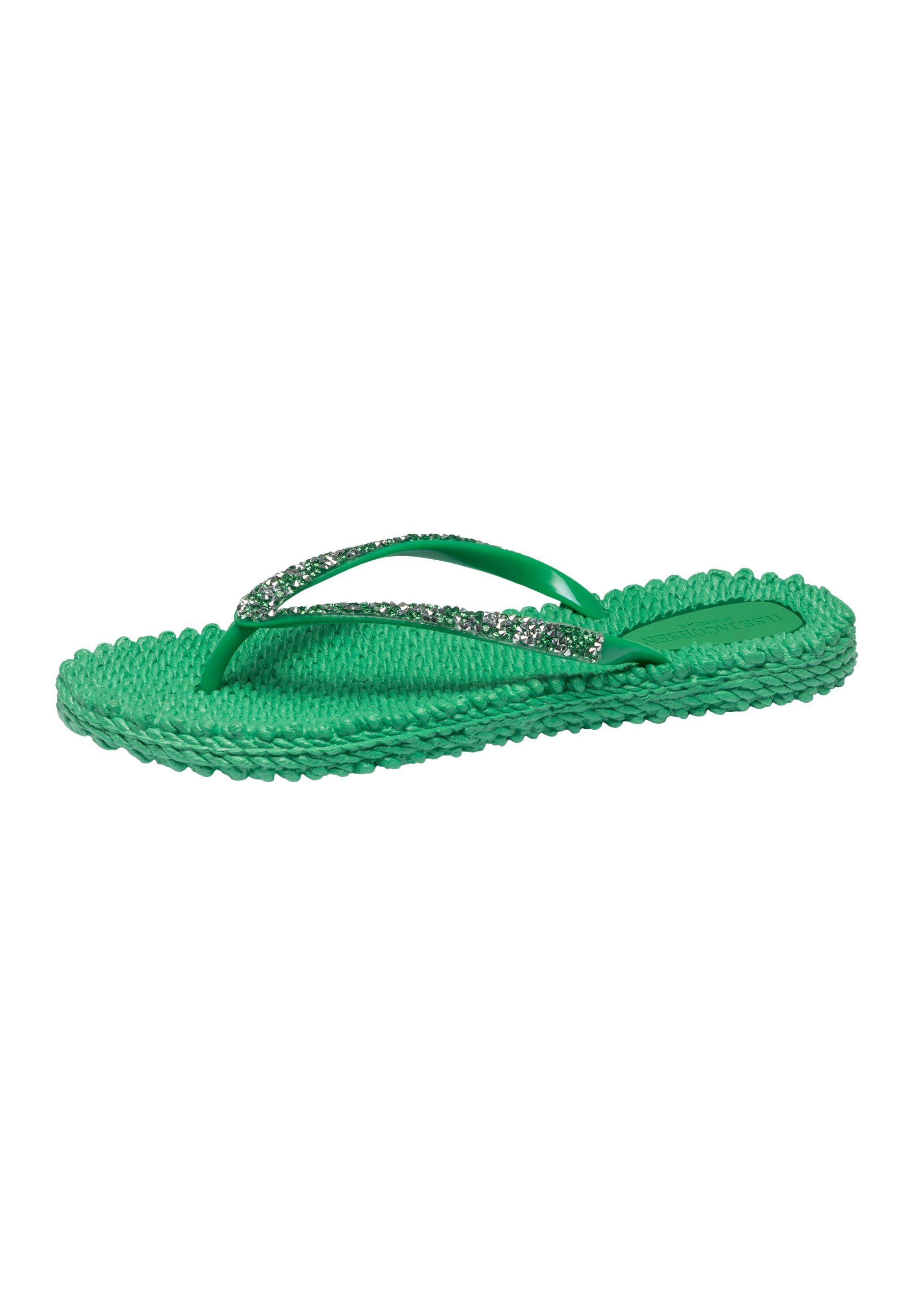 Ilse Jacobsen CHEERFUL03G Zehentrenner gemusterte Innensohle,Glitzersteine,massageffekt Fern Green | Zehentrenner