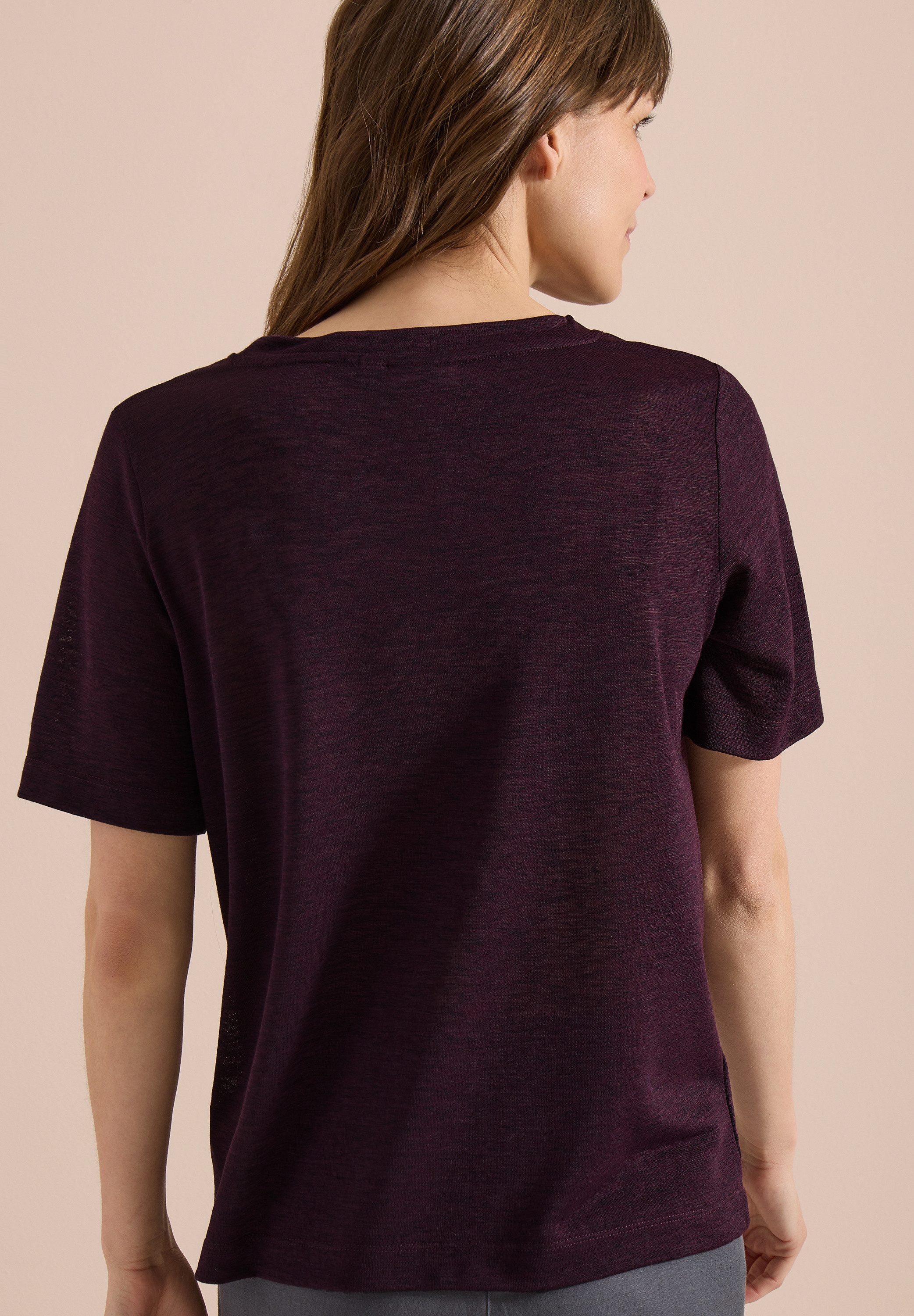 CECIL Kurzarmshirt Sommershirt in Leinen-Optik mit Print