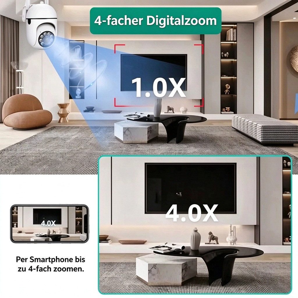 ANTCOOL Überwachungskamera 4er Set WLAN Kamera Innen/Außen, Personenerkennung, Nachtsicht (4-tlg) – Bild 4 von 5