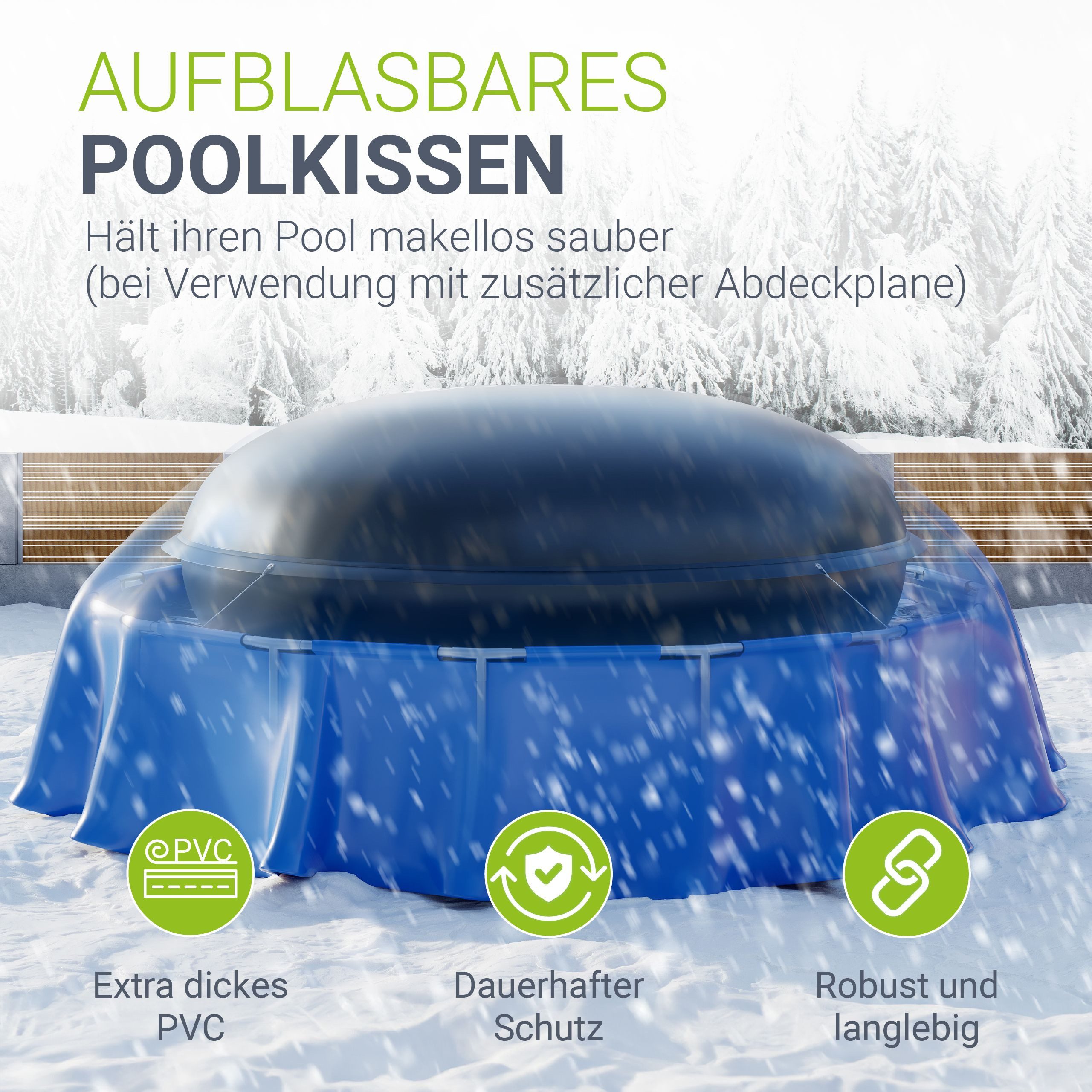 Juskys aufblasbare Whirlpoolabdeckung Rund 4 m, Schutz vor Schnee und Versc günstig online kaufen