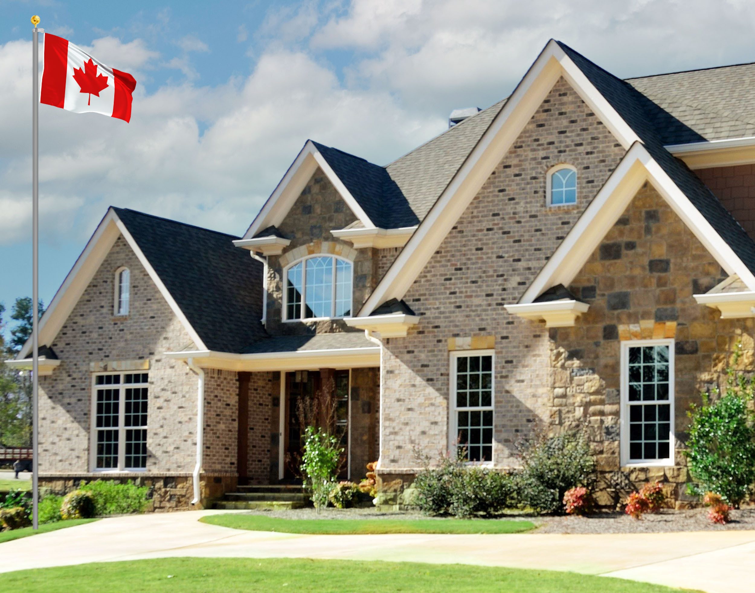 BRUBAKER Fahnenmast Fahnenmast inkl. Kanadaflagge und Kugelspitze Gold, (Aluminium Flaggenmast mit Erdhülse für Garten und Camping), + Kanada Flagge 150 x 90 cm