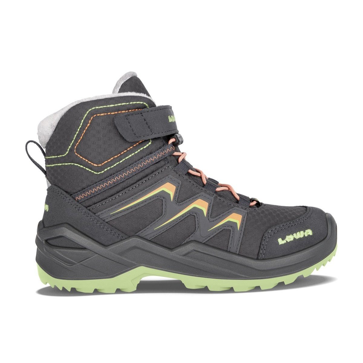 Lowa Winterschuhe Maddox Warm GTX Kid (wasserdicht) graphitgrau/mint Kinder Winterstiefel