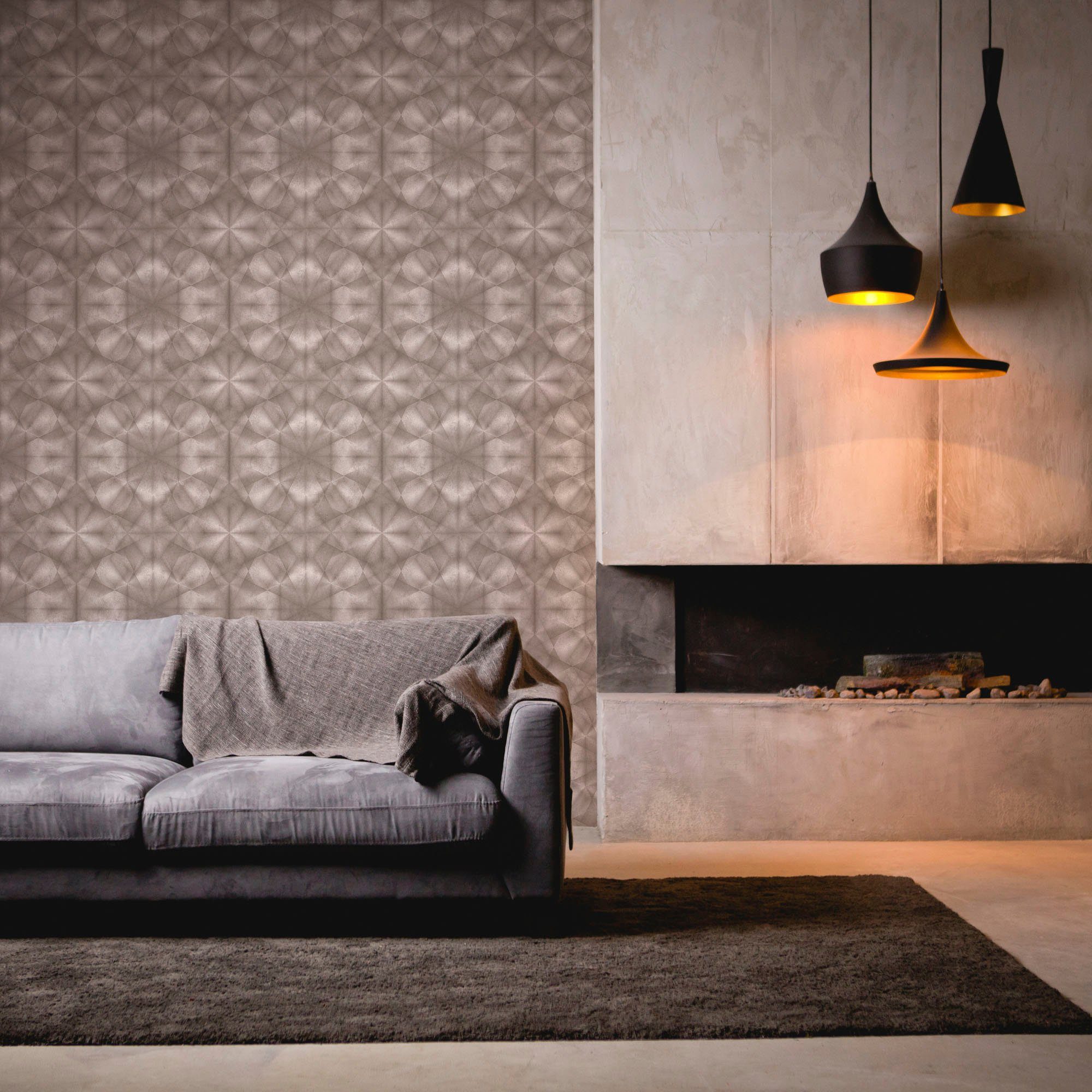 My Design Tapete living walls grau/beige Spa, Motiv, My 3D Vliestapete strukturiert, geometrisch, Effekt 3D-Optik, Home