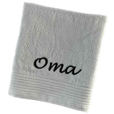 Schnoschi Handtuch Handtuch mit Oma oder Opa bestickt Gästehandtuch Duschtuch Badetuch, hochwertige Bestickung mit Oma oder Opa
