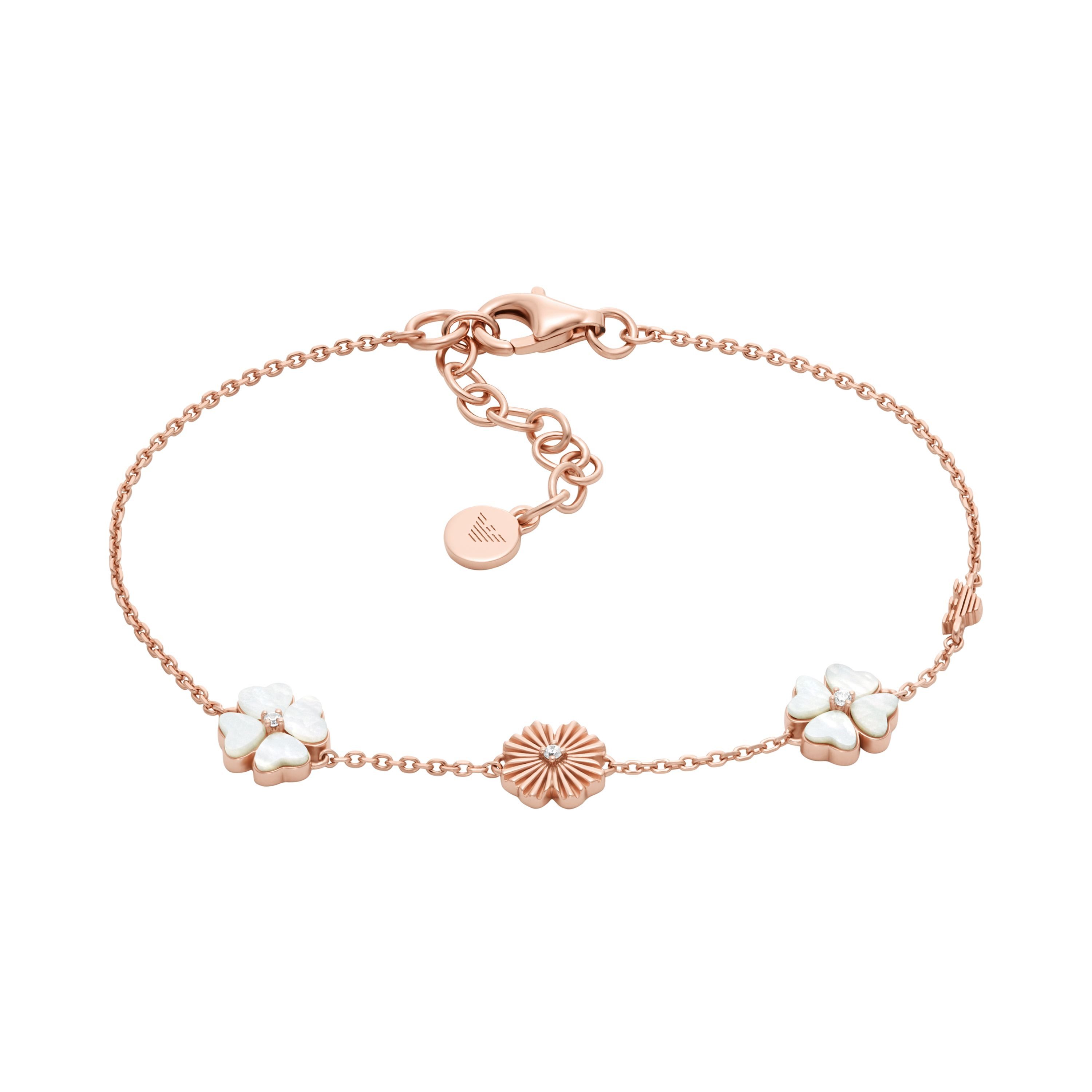 Emporio Armani Armband Schmuck Geschenk Silber 925 SENTIMENTAL Kleeblatt, mit Zirkonia (synth) - mit Perlmutt