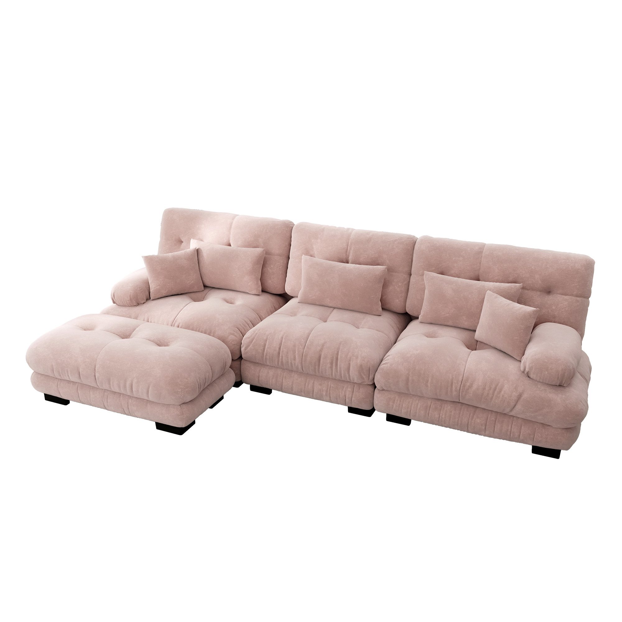 Odikalo 3-Sitzer Modulares Sofa Schlafsofa mit Ottoman, Luxuriöses Modulares Ecksofa - Übergroßes L-förmiges Cloud Couch für Wohnzimmer, Tiefes Schlafsofa mit Ottoman, Cord, Chenille