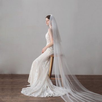 AUKUU Kopftuch Einfacher Einfacher Brautschleier weiß lang doppellagig 3 m, nachhängender Kopfschmuck 300 cm