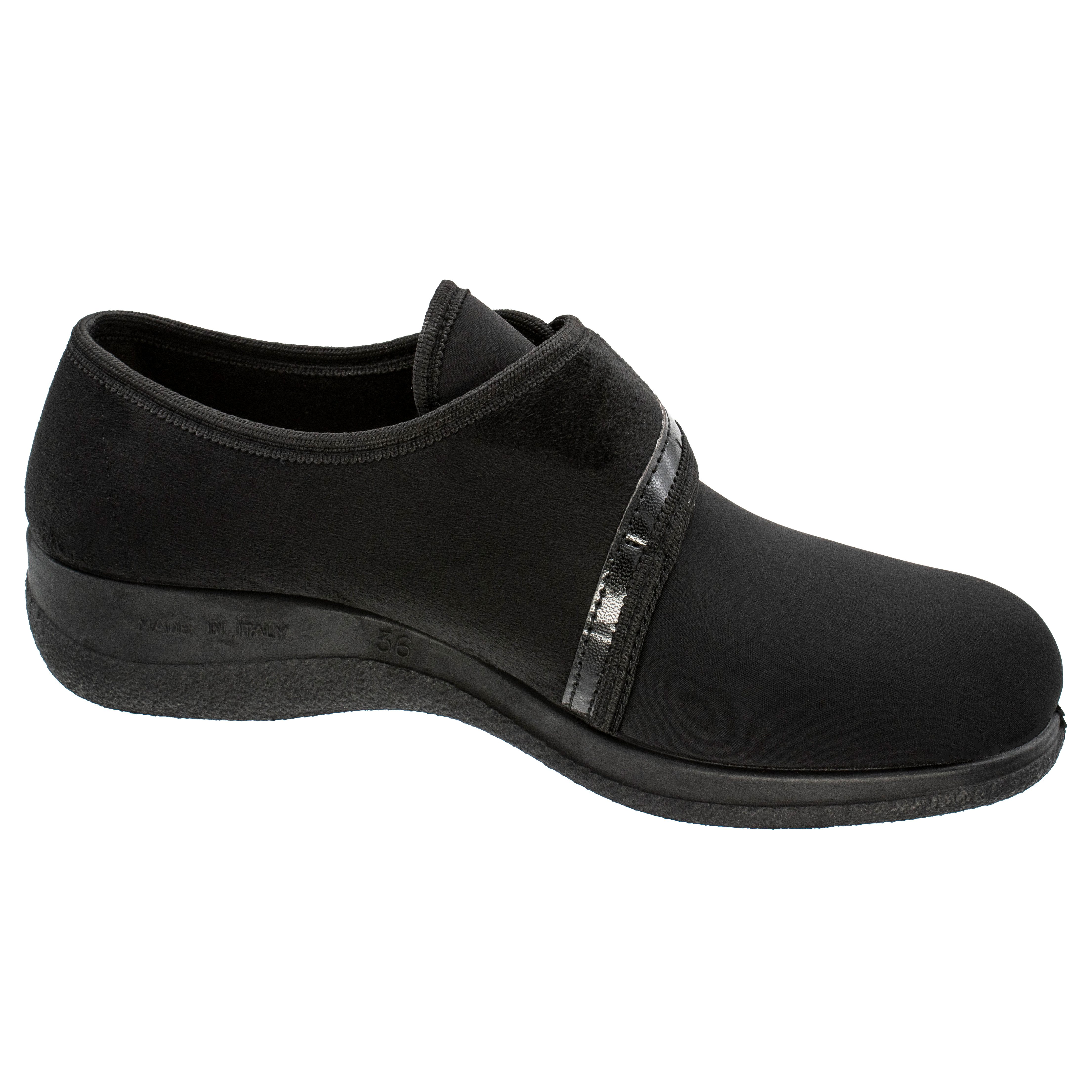 Fischer-Markenschuh Margot Klettschuh aus Stretchmaterial/Velour, Ledereinlegesohle herausnehmbar, Weite H