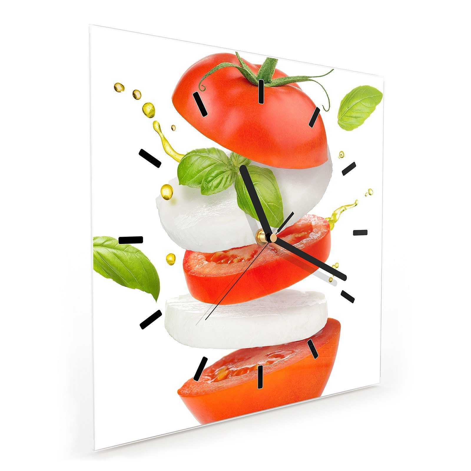 Wanduhr Größe Mozzarella Primedeco x cm 30 Schnitze Tomaten 30 mit Wandkunst Motiv Wanduhr Glasuhr