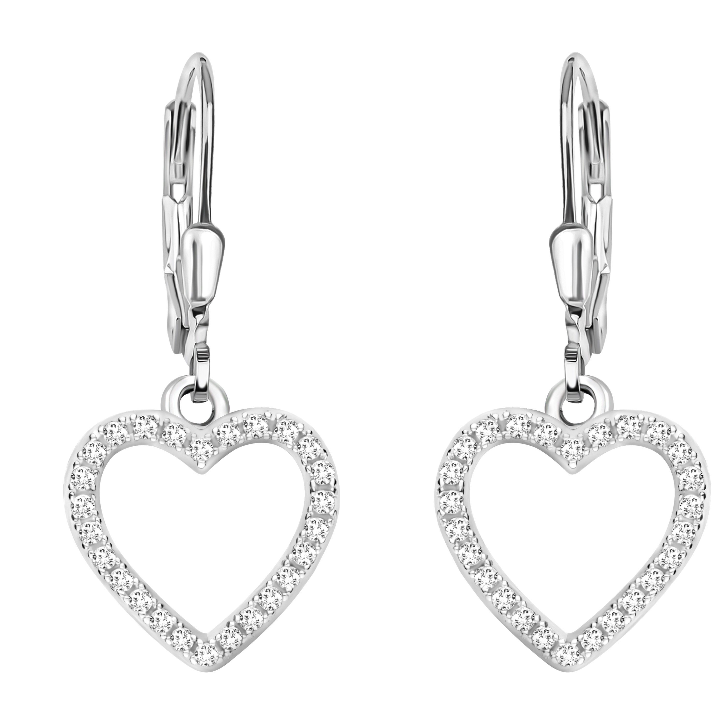 SOFIA MILANI - Orecchini da Donna in Argento 925 - con Pietra Zircone - Orecchino Pendente ad Inifnità del Cuore - E2427