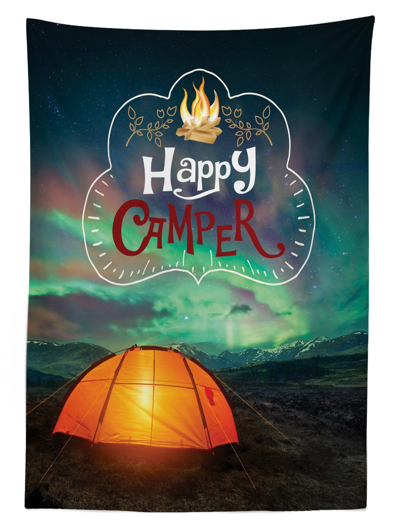 geeignet Borealis Tent Waschbar Glücklicher Klare Aurora Tischdecke den Bereich Abakuhaus Farben, Farbfest Außen Camper Für