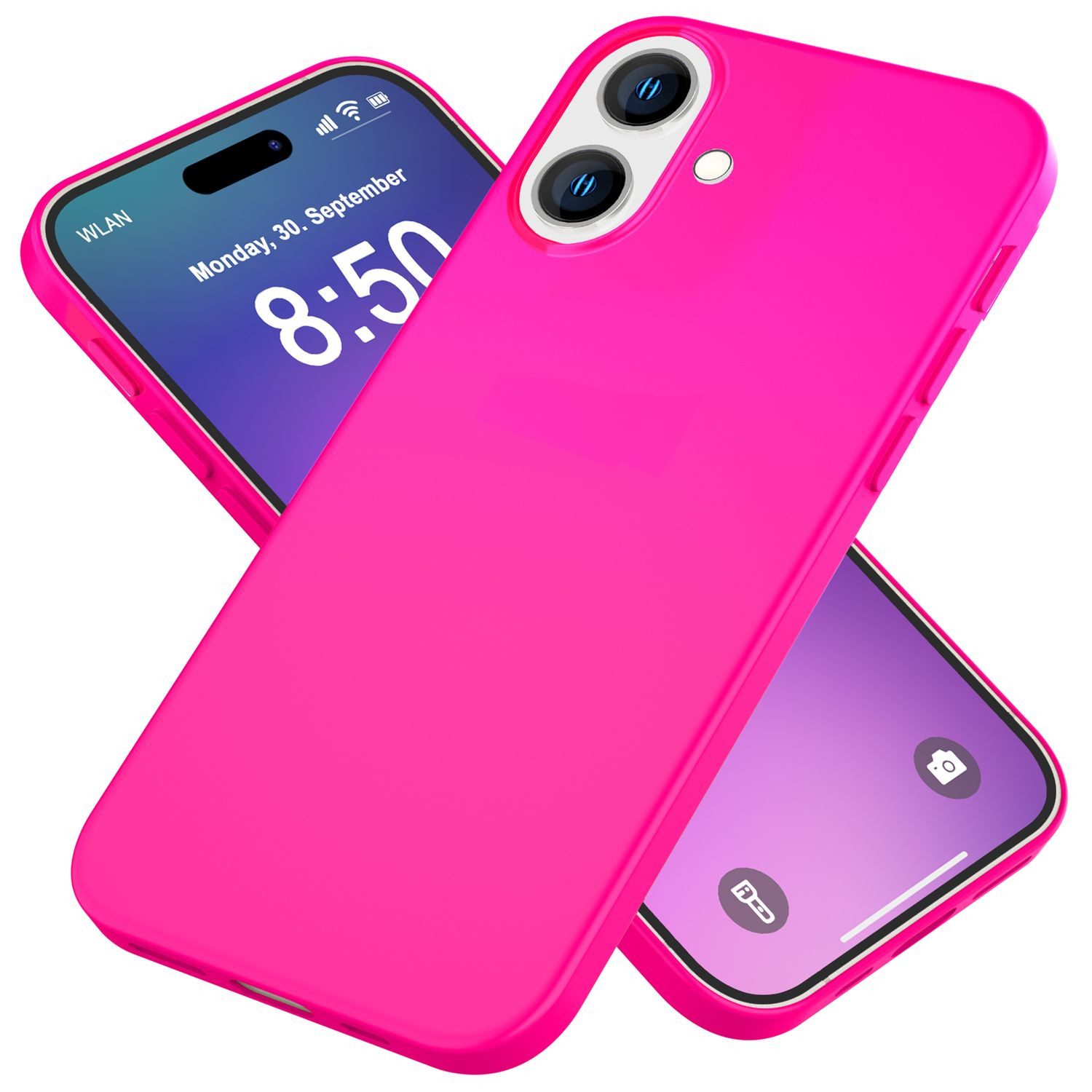 Nalia Smartphone-Hülle Apple iPhone 16 15,5 cm (6,1 Zoll), Neon Silikon Hülle / Bunte Farben / Slim Case / Anti-Fingerprint Cover