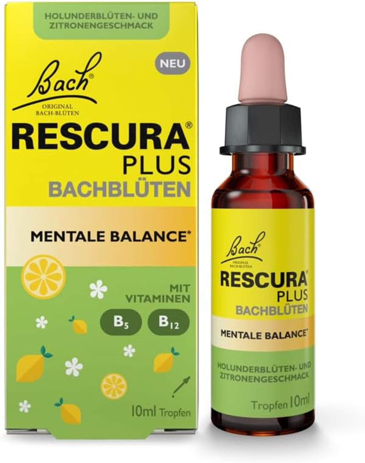 BACH RESCURA Bachblütenmischung Mentale Balance mit Vitaminen Tropfen, 1 er 10 ml, Bachblütenmischung mit Vitaminen für mehr Balance, 10ml