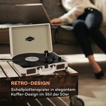 Auna Peggy Sue Plattenspieler (Riemenantrieb, Schallplattenspieler Retro mit Lautsprecher Vinyl Plattenspieler)