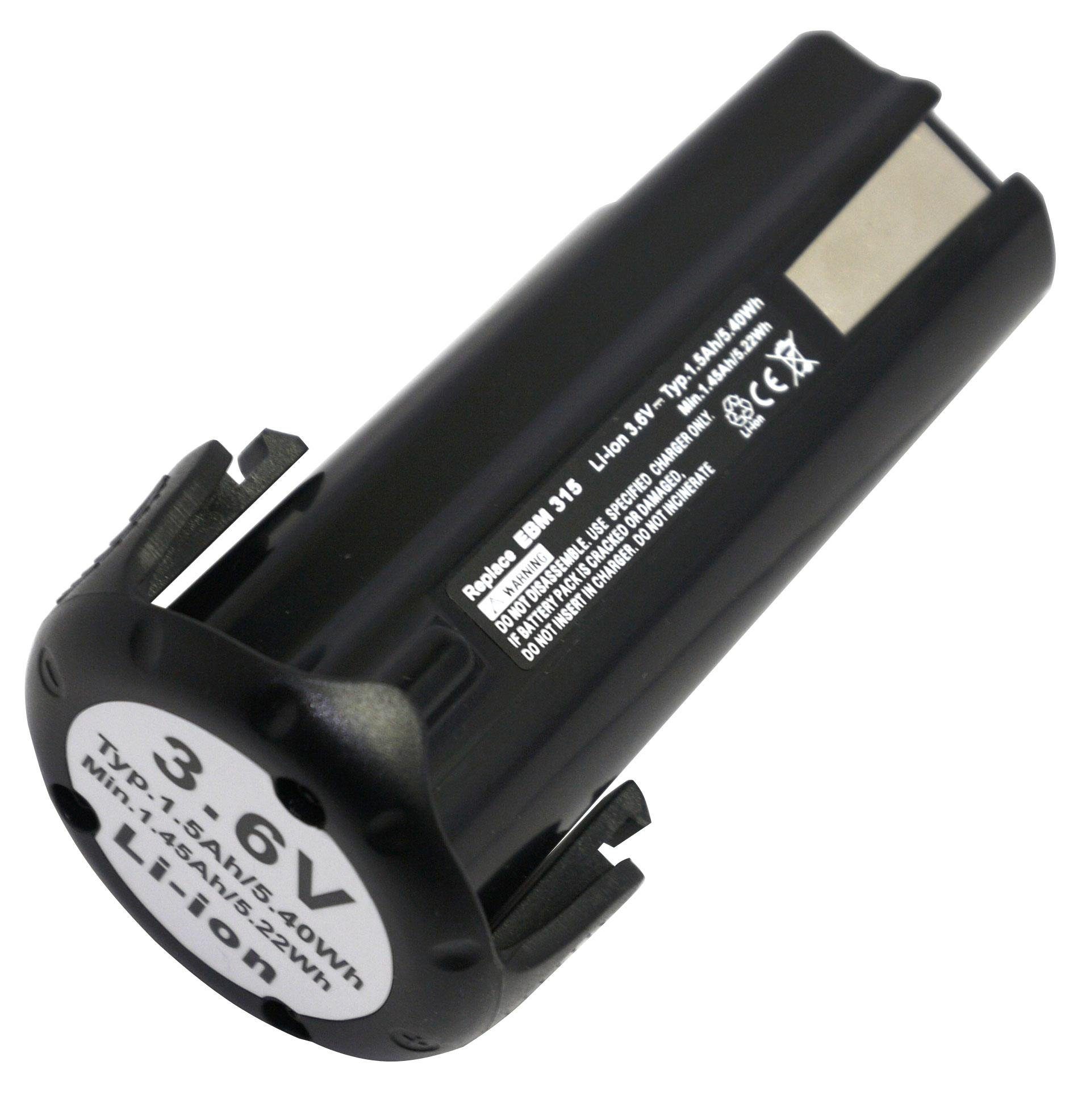 PowerSmart Akku Li-ion 3,6V 1500mAh NT NT für 50GS, EBM 315, NT Ersatz 326263, 3DL, 3DL2, NT FDB 3DL, 65GS HITACHI 65GA, 326299, DB 65GB, DB