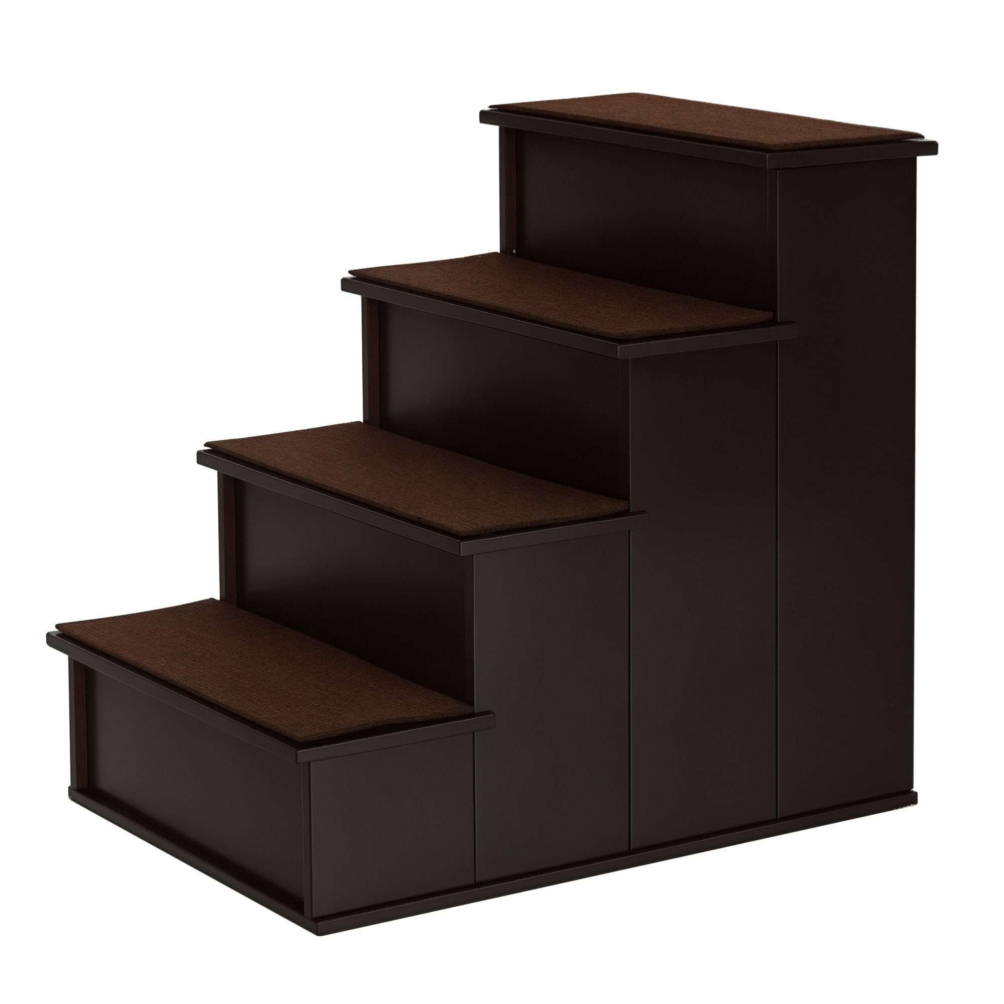 PawHut Haustiertreppe 4-stufige Hundetreppe Katzentreppe mit rutschfester Matte (Tiertreppe, 1-St., Haustierleiter), Dunkelbraun 40 x 59 x 54,2 cm