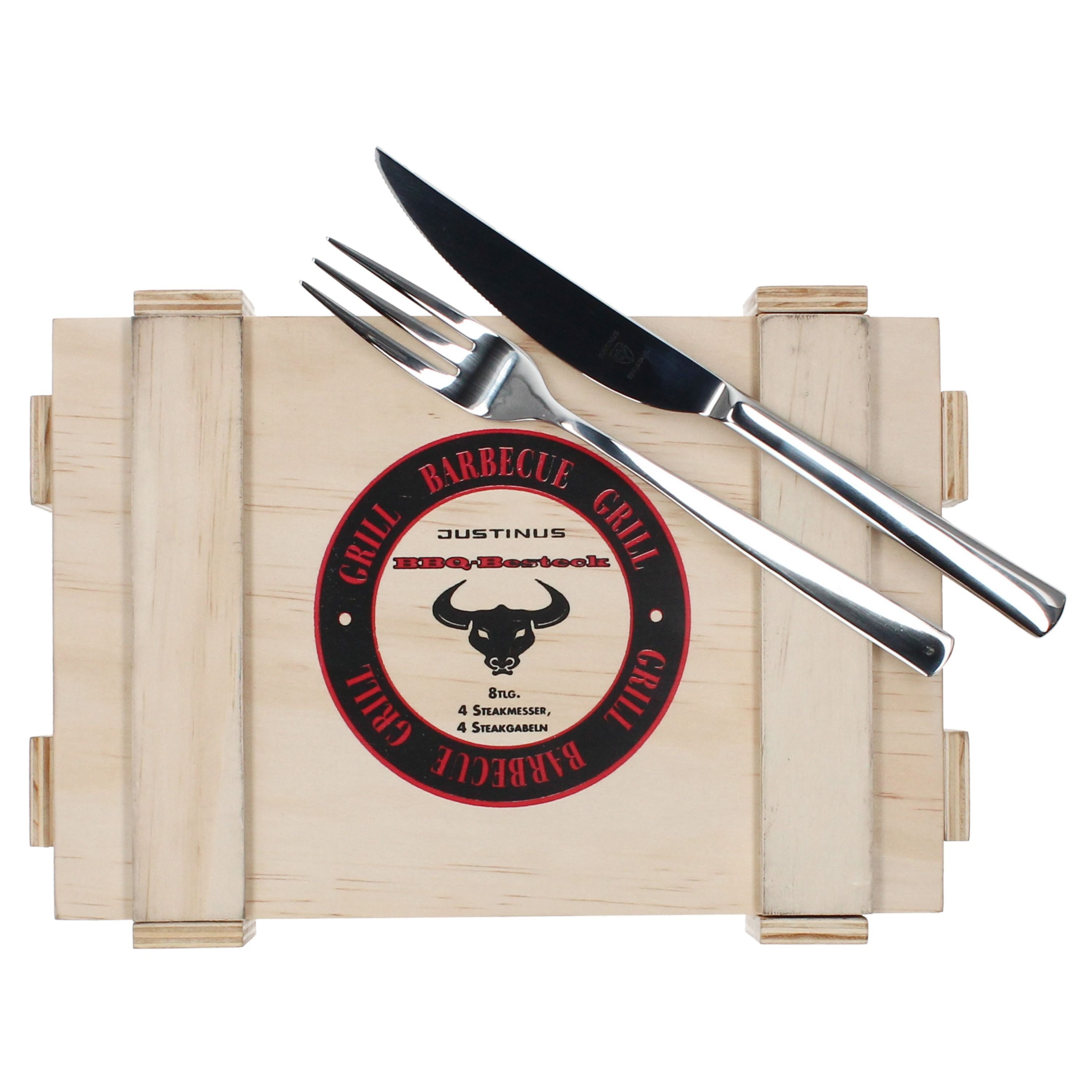 Justinus Besteck-Set Justinus 8tlg BBQ Steakbesteck-Set für 4 Personen Ножи Gabel, Edelstahl