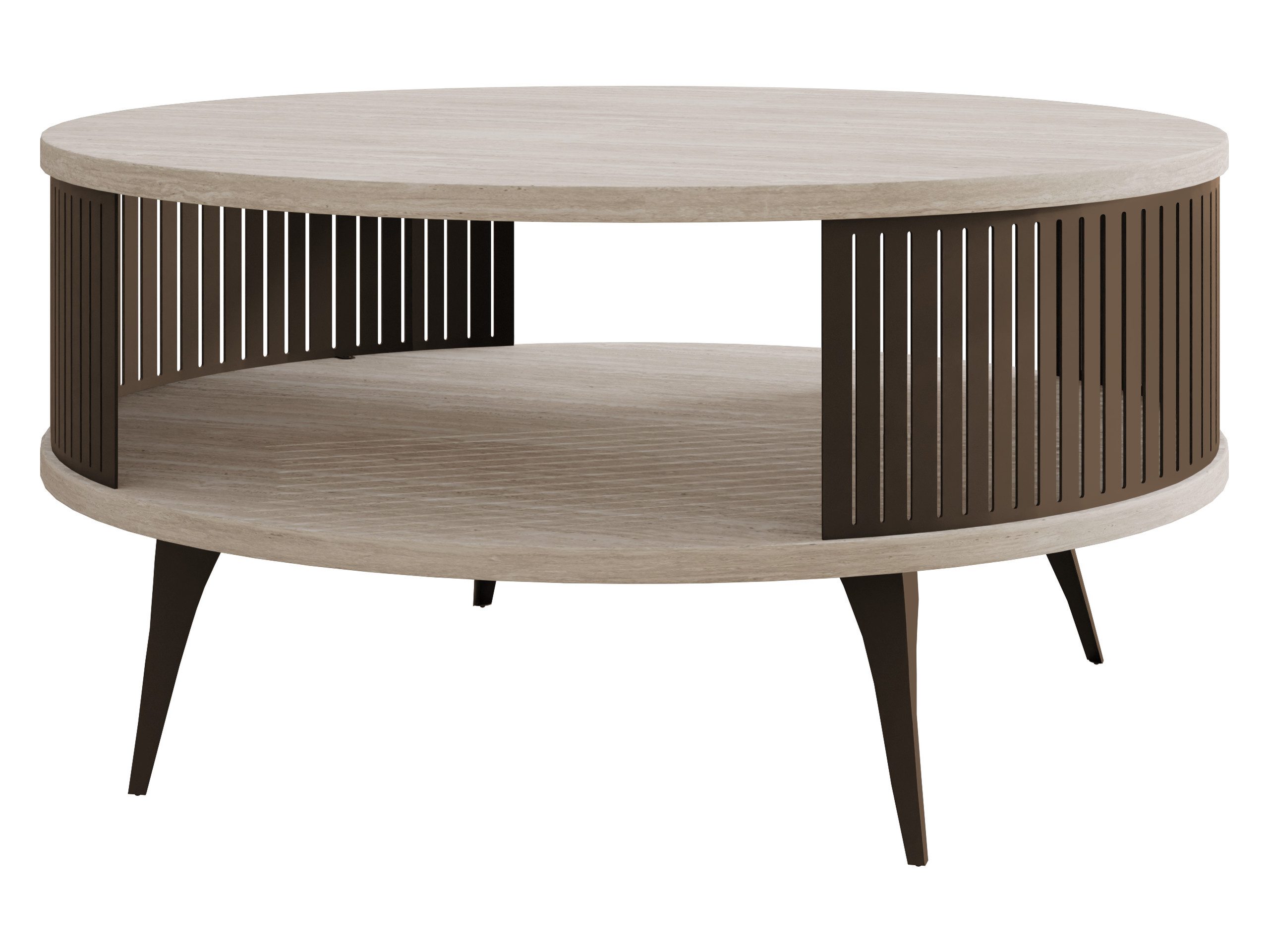 MIRJAN24 Couchtisch Roenni Braun, 75x75x44 cm, Beine und Seiten aus Stahl