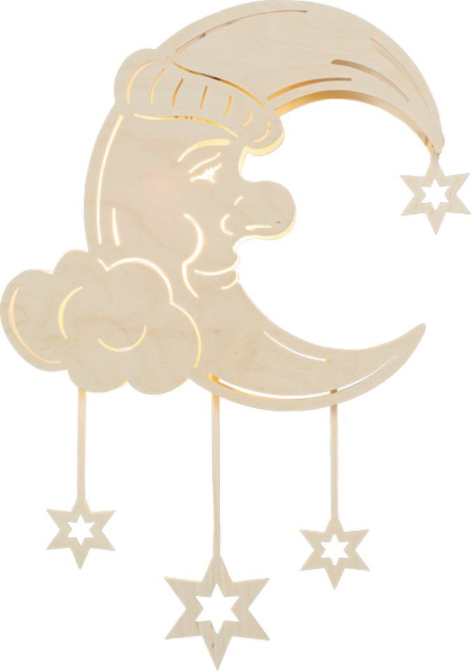 SAICO Original LED Fensterbild Träumender Mond, inkl. LED-Leuchtmittel, warmweiß, LED wechselbar, BxHxT: 27,5x44x4 cm