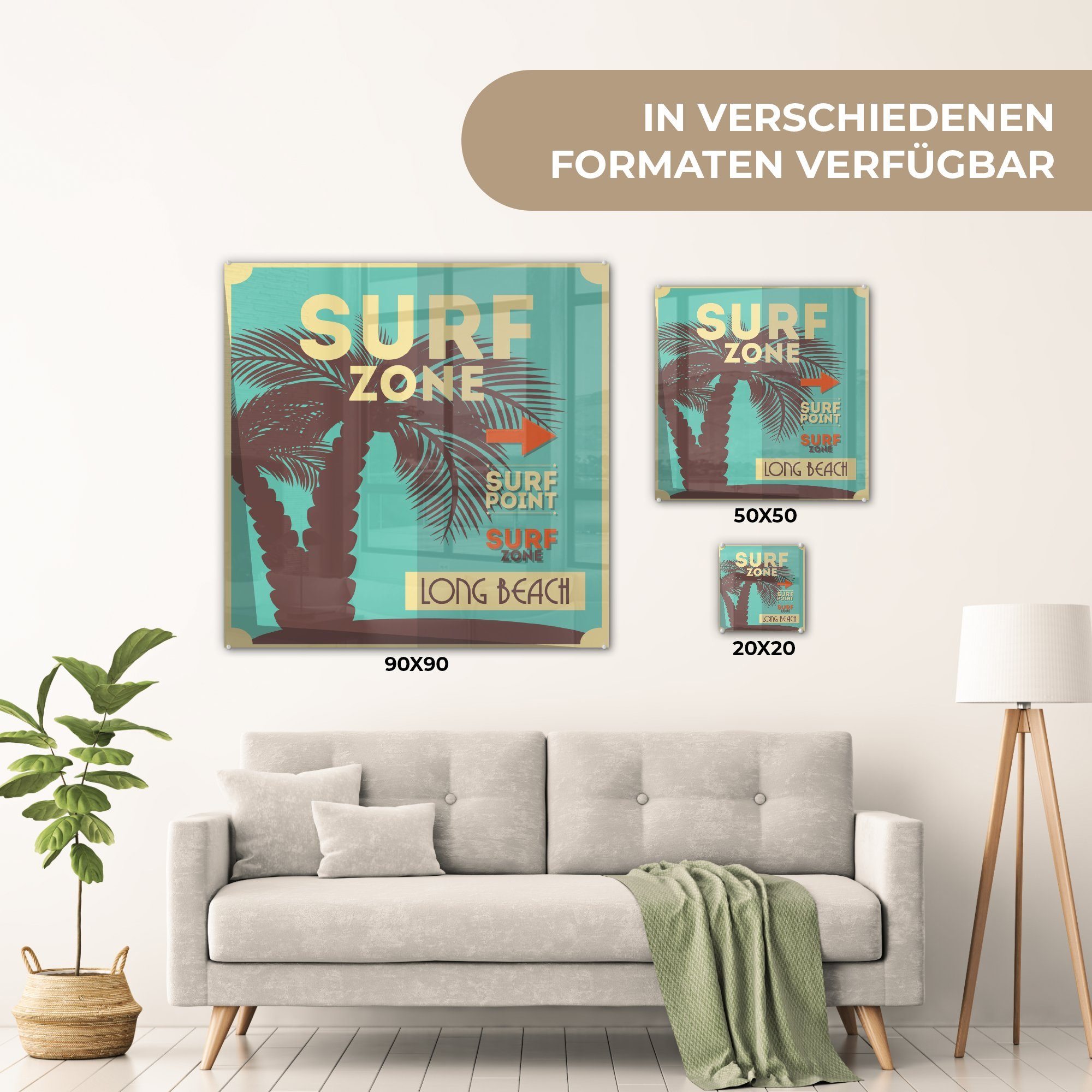 Bilder Acrylglasbild Glasbilder türkisem - - (1 Foto auf Glas Wandbild mit Hintergrund, Wanddekoration Glas St), Illustration - auf Surfzone MuchoWow