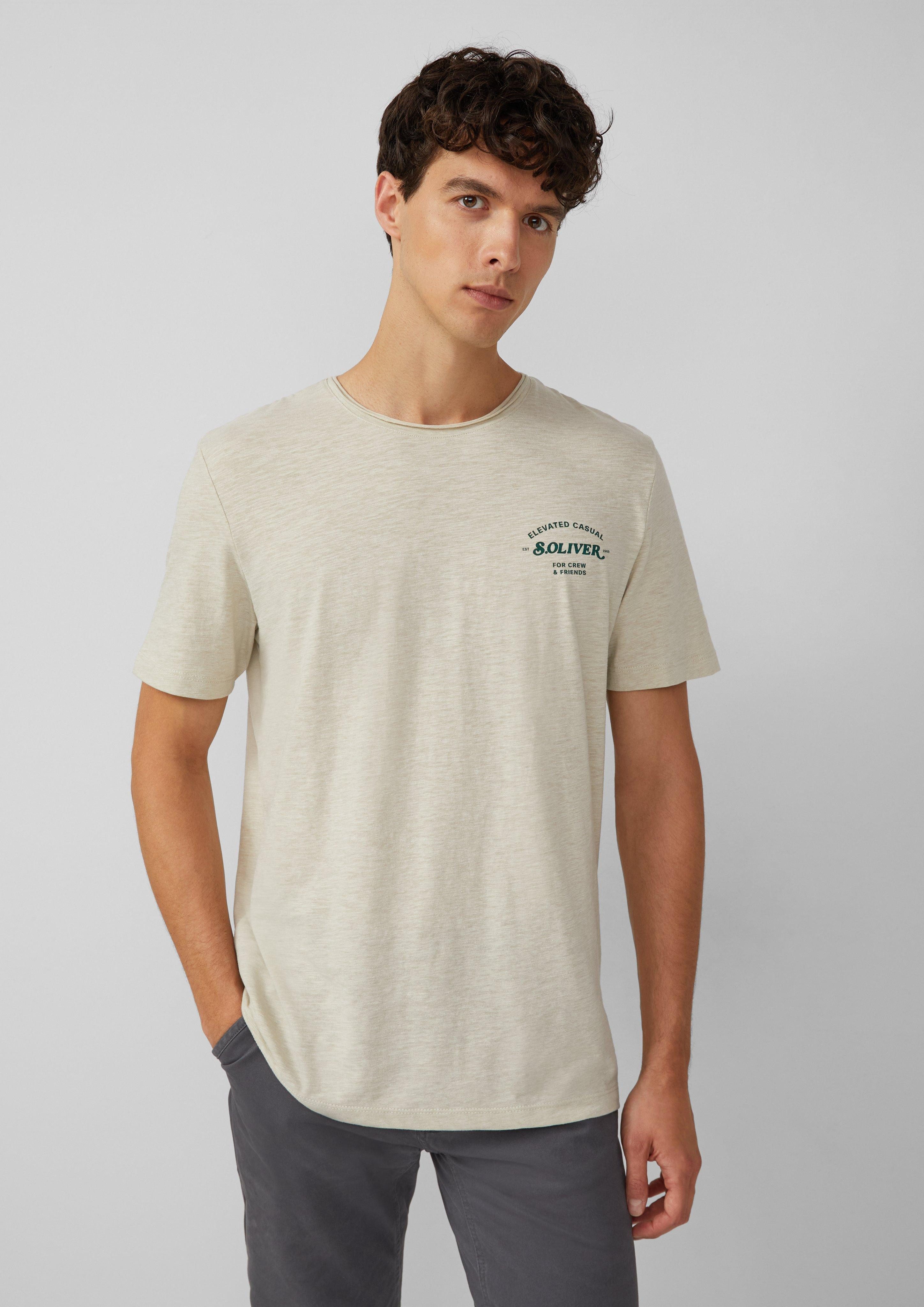 s.Oliver Kurzarmshirt Meliertes T-Shirt mit Rollkante günstig online kaufen