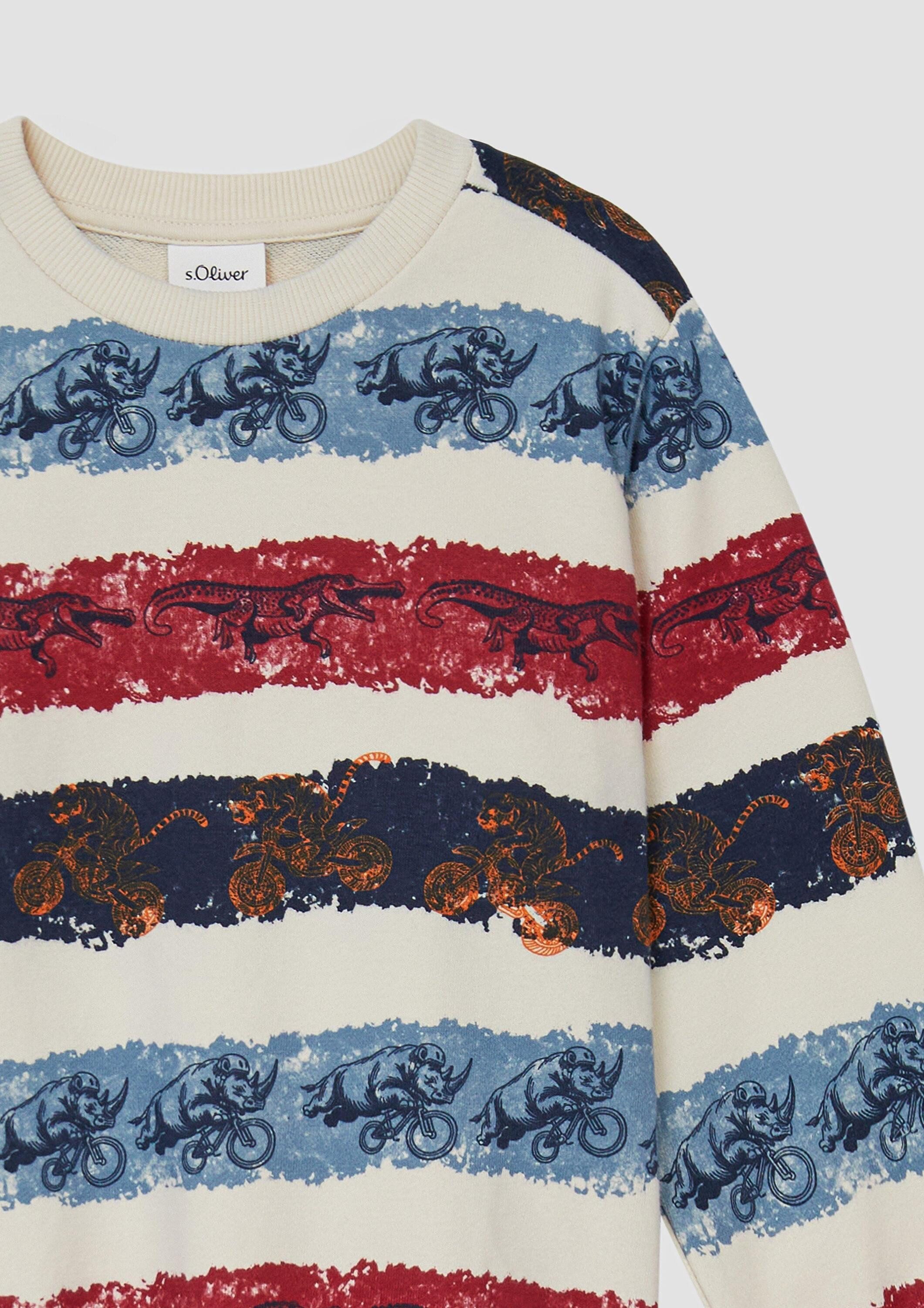 s.Oliver Sweatshirt Sweatshirt Sweatshirt aus Baumwollmix mit All-over-Print