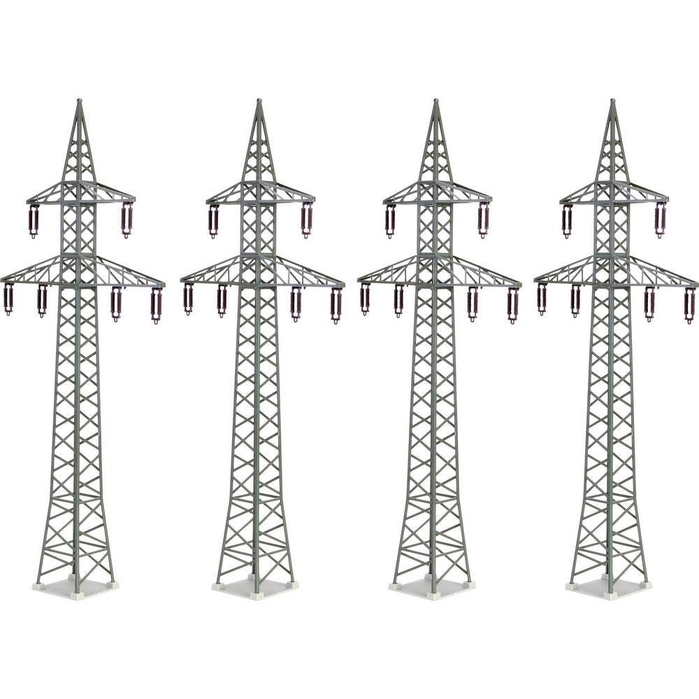 Kibri Modelleisenbahn-Gebäude H0 Deko-Set Strommasten, 4er 38533