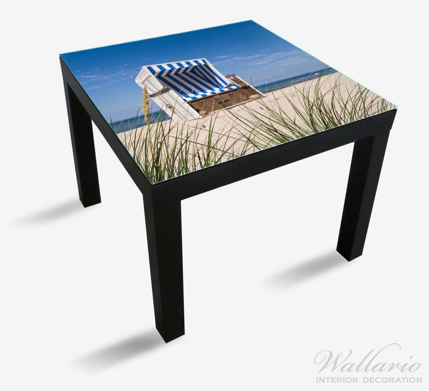 Wallario Tischplatte Strandkorb Lack Tisch für St), geeignet (1 Ikea