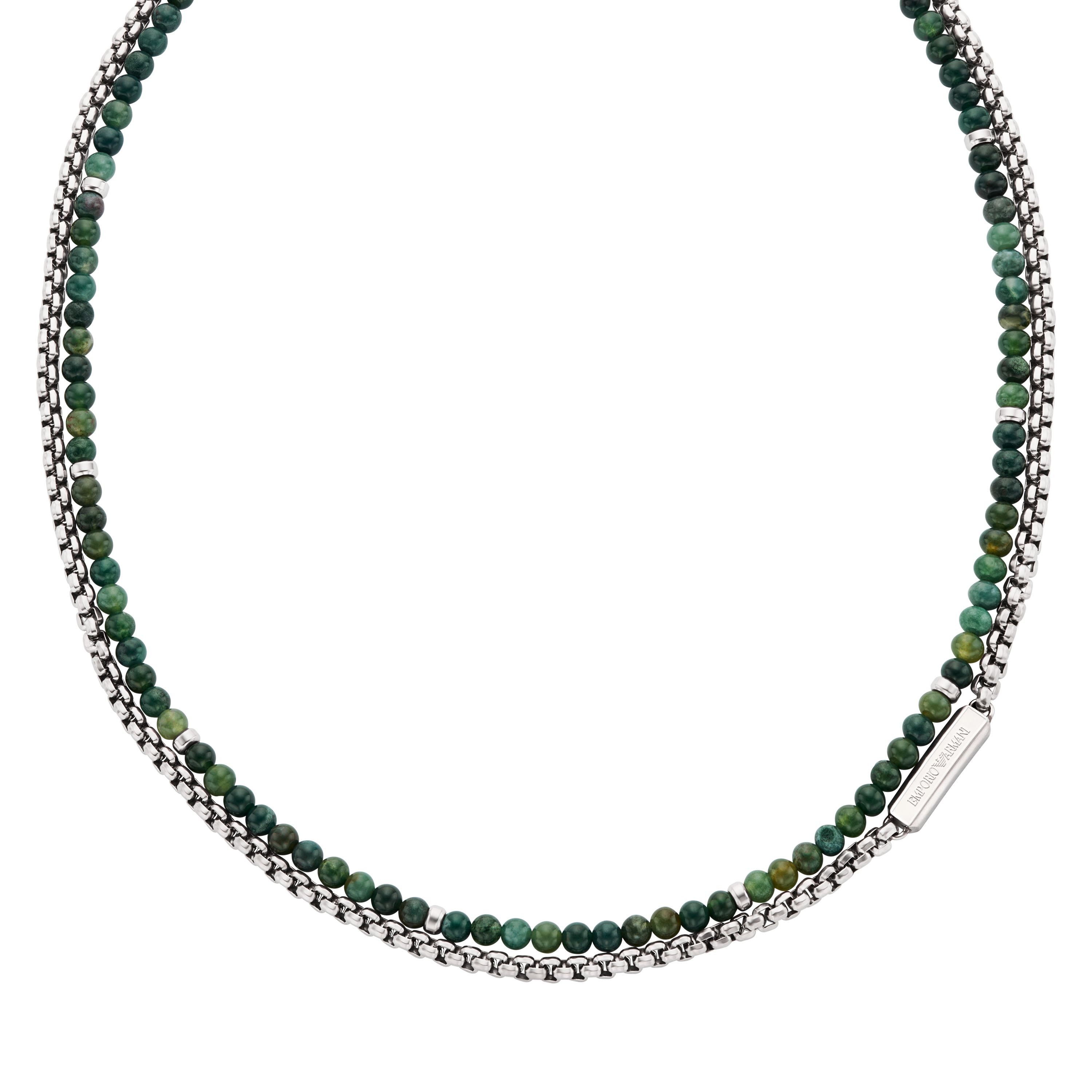 Emporio Armani Kette ohne Anhänger Schmuck Geschenk Edelstahl, mit Sodalith oder Achat