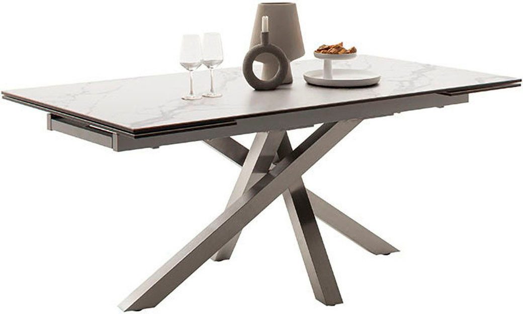 MCA furniture Esstisch ALMIROS Auszugstisch 180-260 cm marmoriert (Einzelstück), Keramik,Edelstahl,Marmor-Optik,ausziehbar,belastbar 100kg,8-10 Pers.