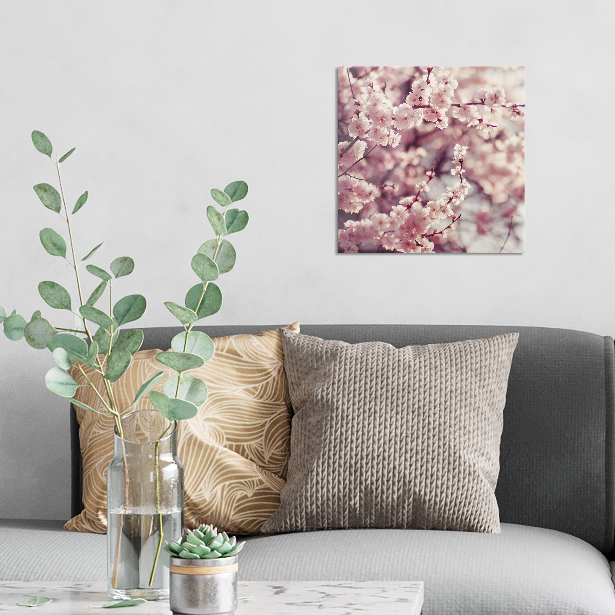 DEQORI Glasbild 'Kirschblütenzweige', 'Kirschblütenzweige', Glas Wandbild Bild schwebend modern