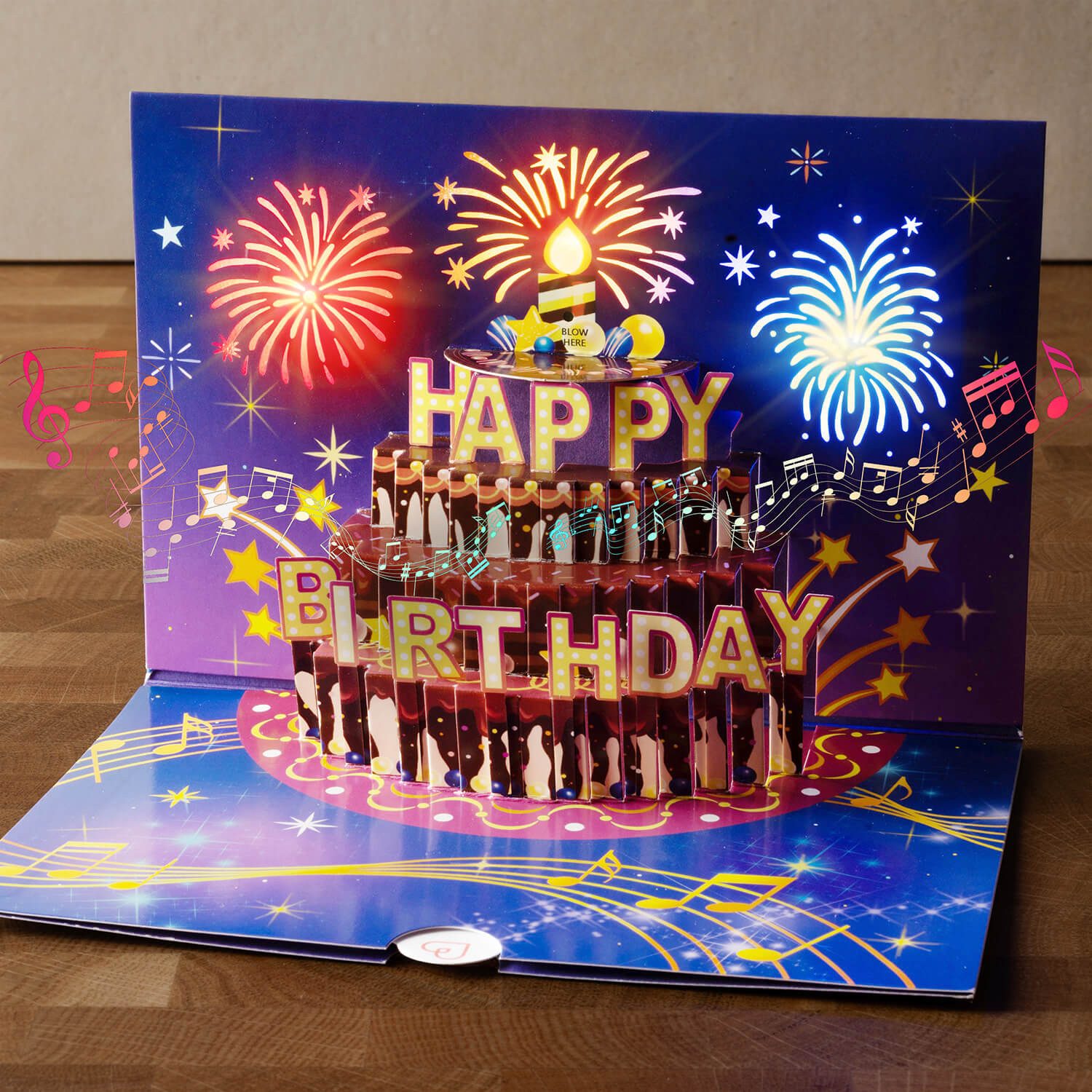 papercrush Geburtstagskarte Geburtstagsfeuerwerk mit Musik & Licht Pop-Up Karte, Mit Musik & Licht, Handgemacht, Verschenkfertig