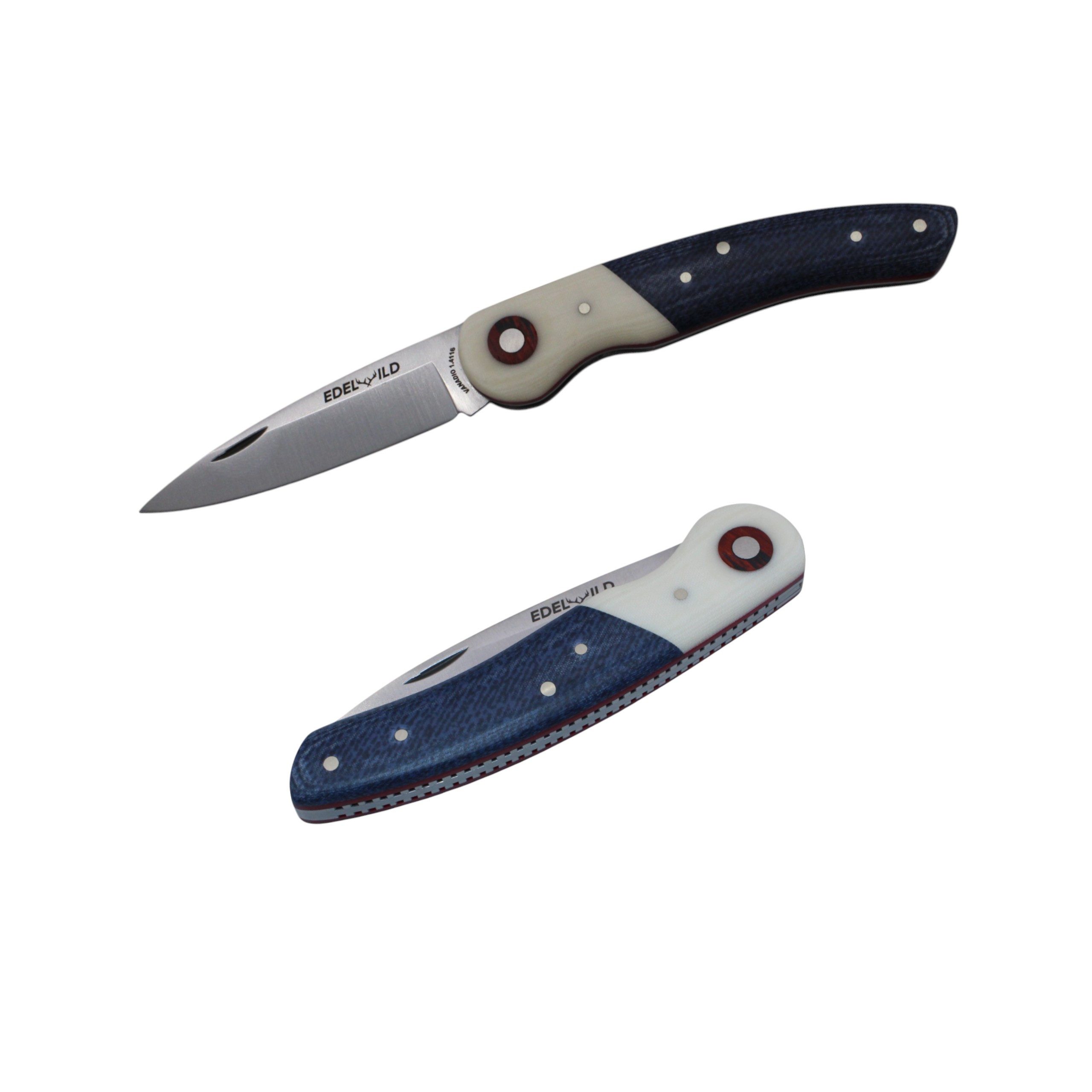 Edelwild Taschenmesser Edelwild Jagd/- Taschenmesser Phyton Micarta Blau/Weiß