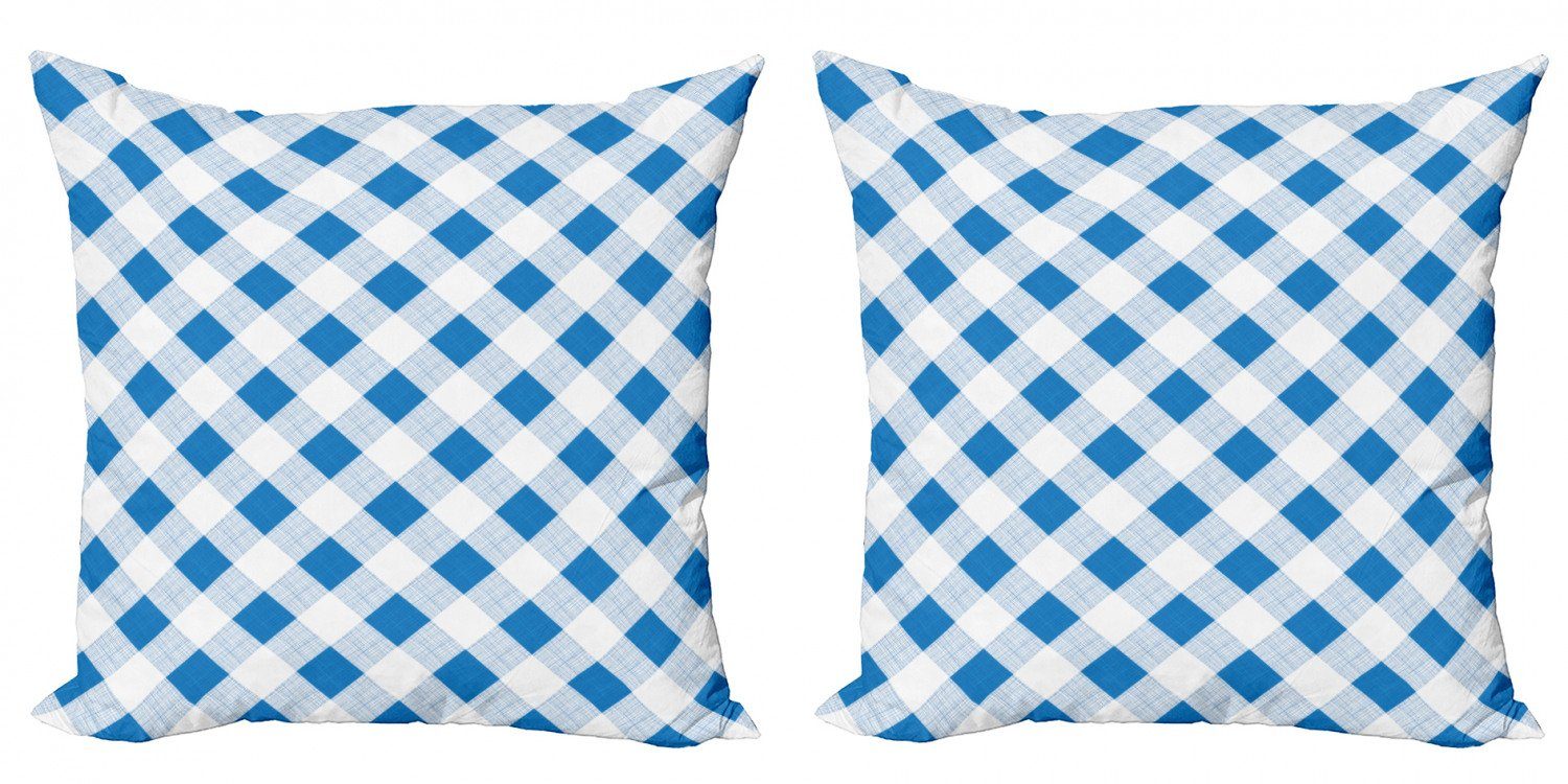 Doppelseitiger und Kissenbezüge Blau Gitter Plaid Digitaldruck, weiß Modern Stück), (2 Checkered Accent Abakuhaus