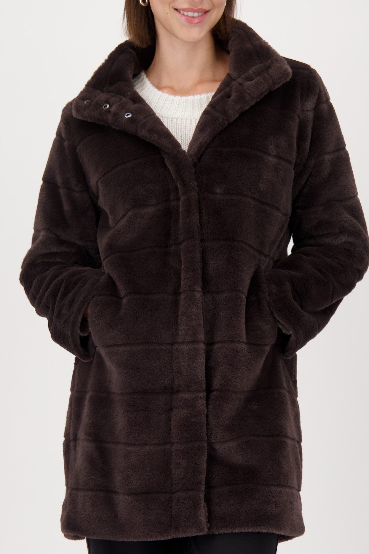 Monari Fellimitatmantel Regular fit mit Rundhalsausschnitt günstig online kaufen