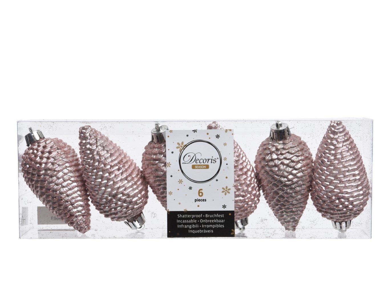 Kaemingk Weihnachtsbaumkugel Christbaumschmuck Zapfen bruchfest Ø 4,5 cm H 8 cm 6 Stück rosa