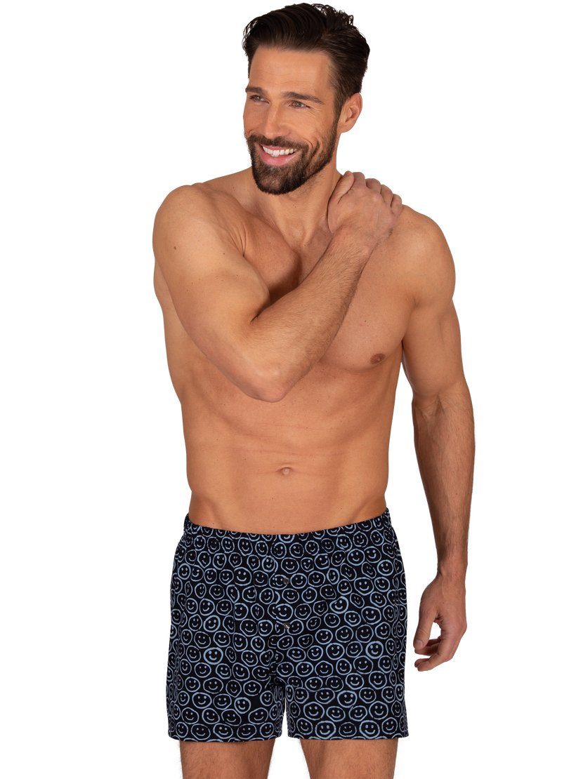 Trigema Boxershorts TRIGEMA Boxer-Shorts mit freundlichem Smiley-Muster navy
