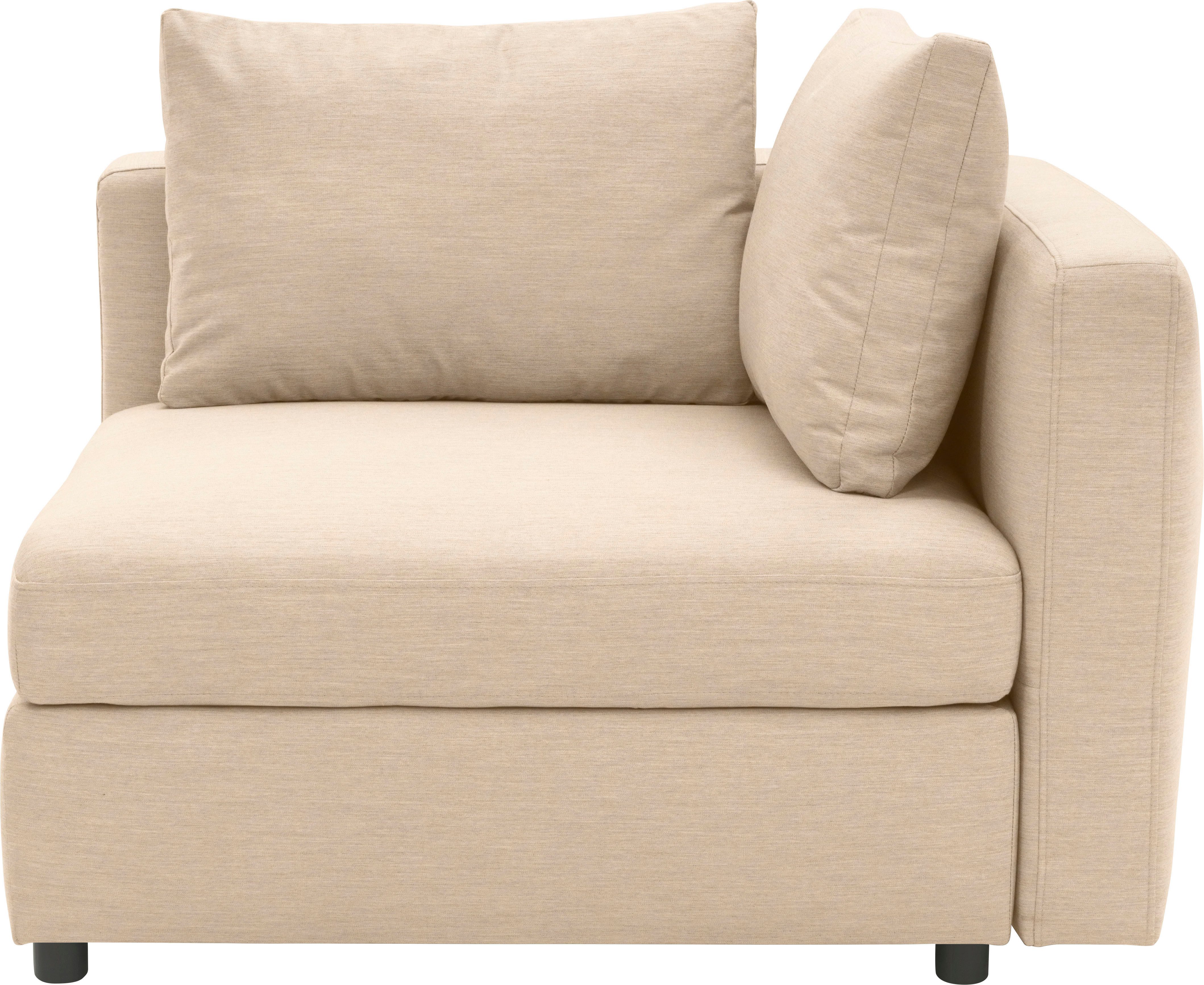 DOMO collection Sofa-Eckelement Solskin, individuell erweiterbar/kombinierbar, mit losen Kissen. Rücken- und Seitenteile als Stecksystem.