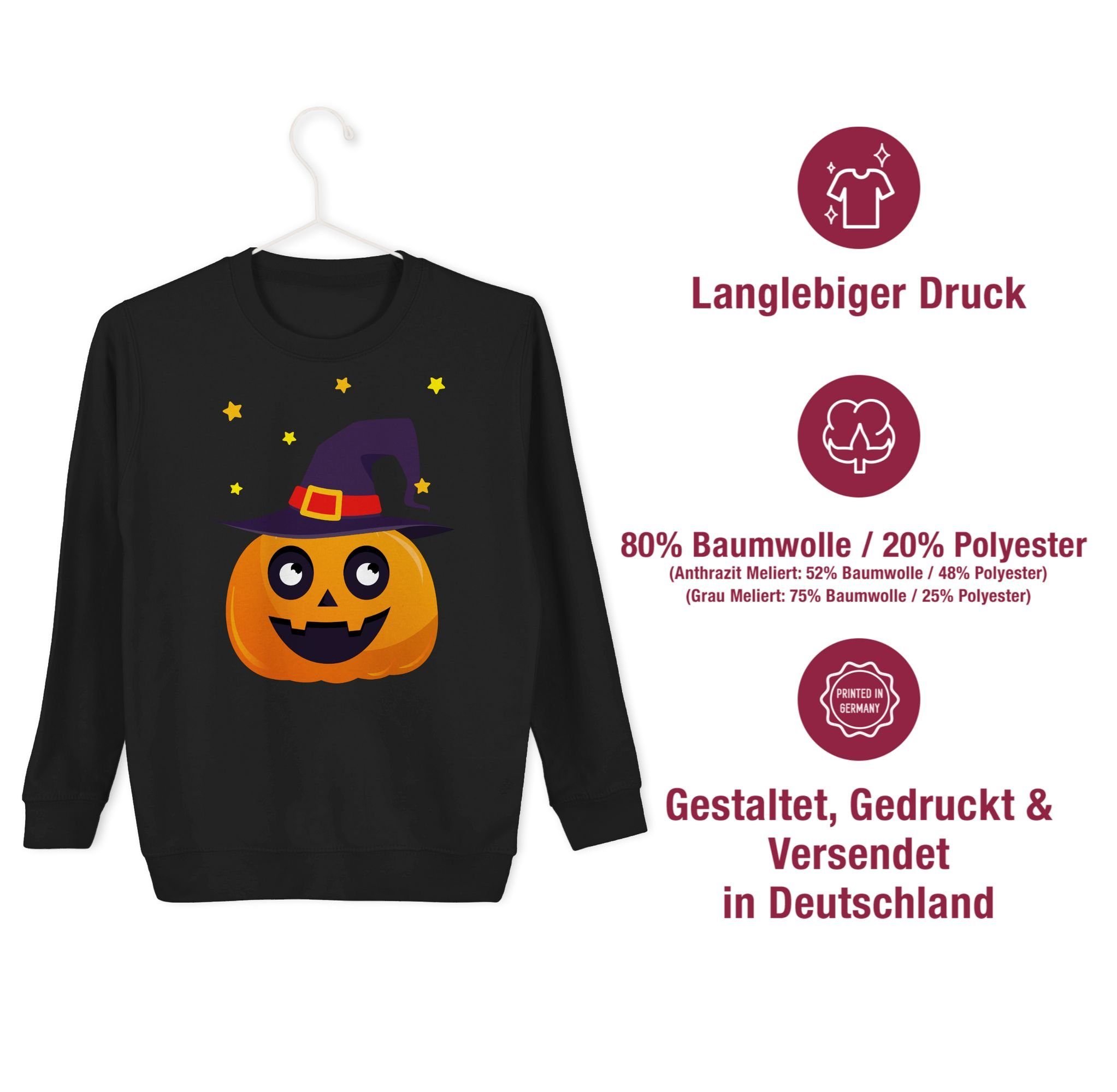 Niedlich Süßer Kinder 3 Shirtracer Schwarz Halloween Kürbis für Sweatshirt Pumpkin Kostüme