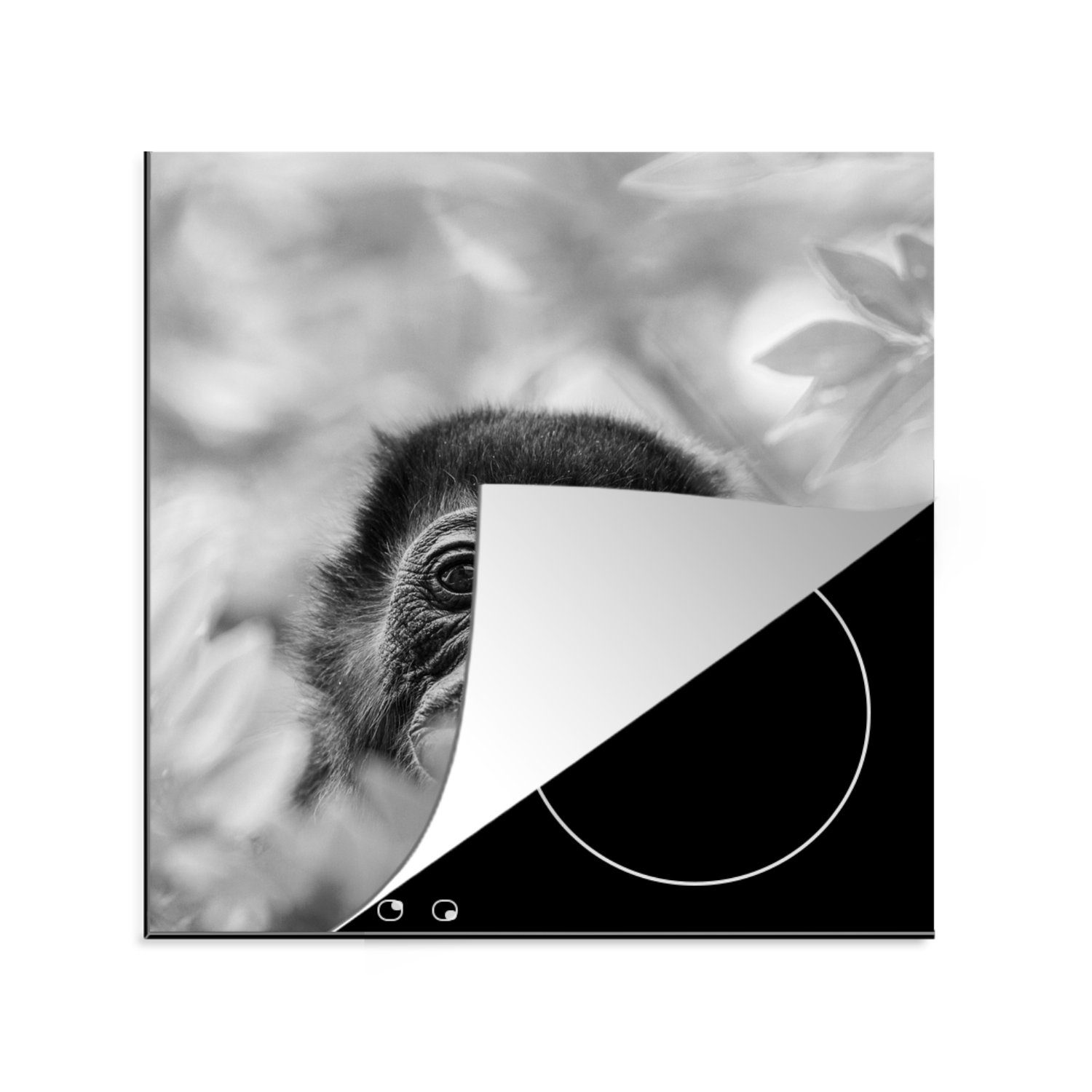 MuchoWow Herdblende-/Abdeckplatte Porträt eines Brüllaffen in der Landschaft von Costa Rica in, Vinyl, (1 tlg), 78x78 cm, Ceranfeldabdeckung, Arbeitsplatte für küche