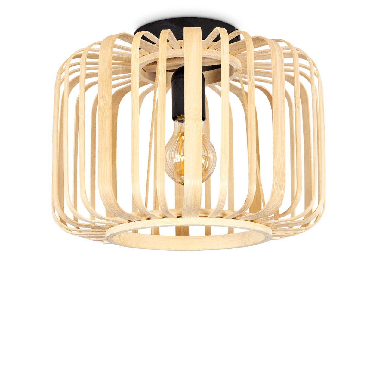 hofstein Deckenleuchte »Padra« Deckenlampe aus Metall in Schwarz, mit Bambu günstig online kaufen
