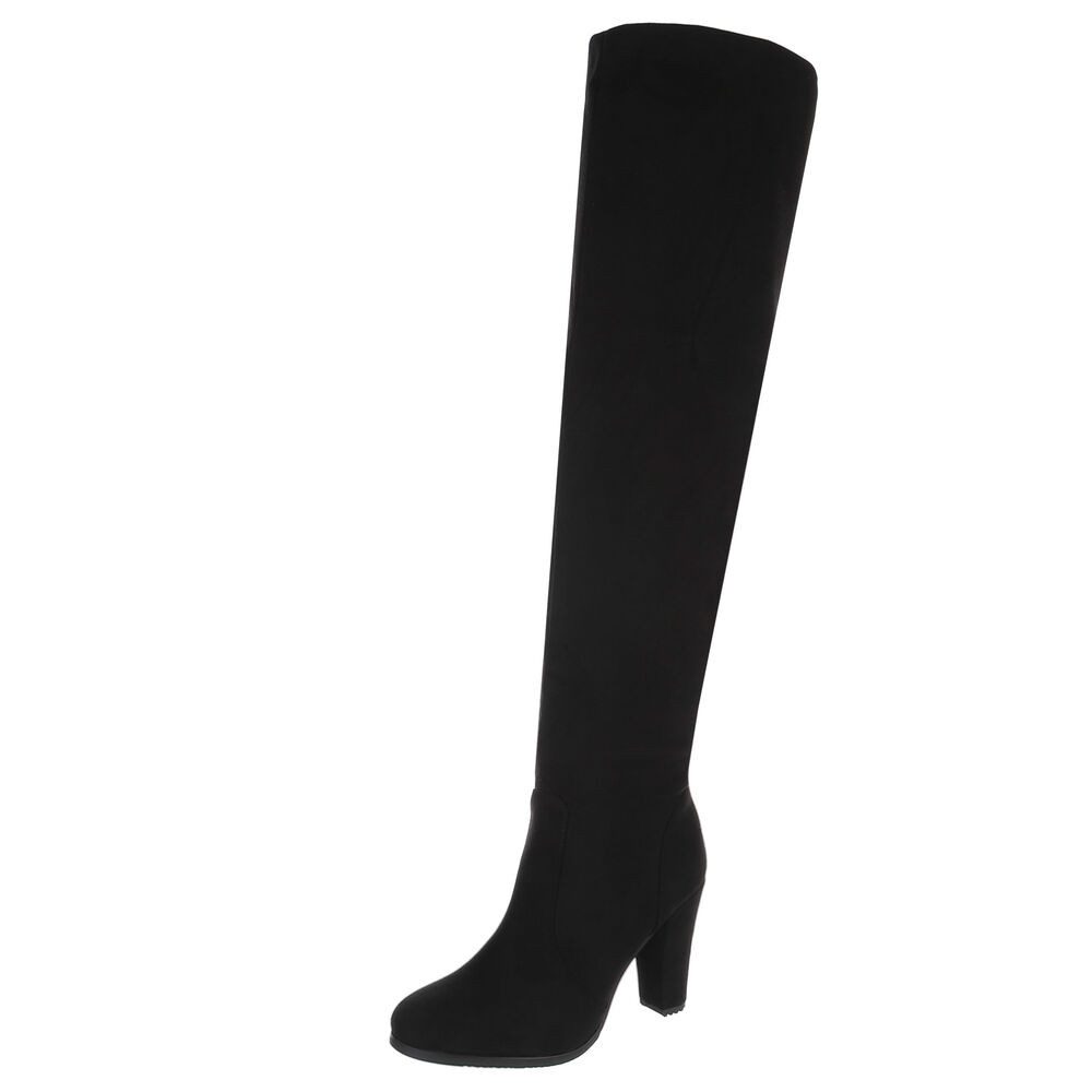 Ital-Design Kniehohe Чоботи mit Absatz für Damen – Elegant & Komfortabel Високіtiefel (90727031) Blockabsatz Чоботи in Schwarz
