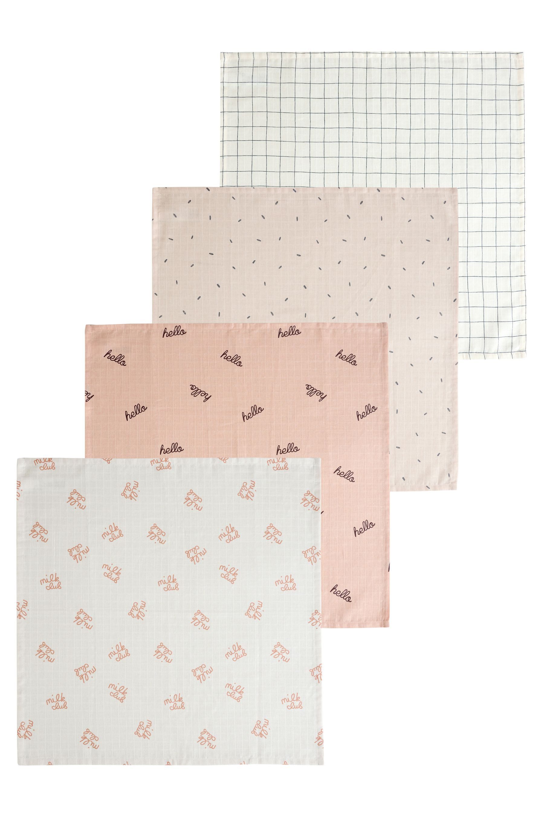 Next Spucktuch Baby Musselintücher aus Baumwolle, 4er-Pack