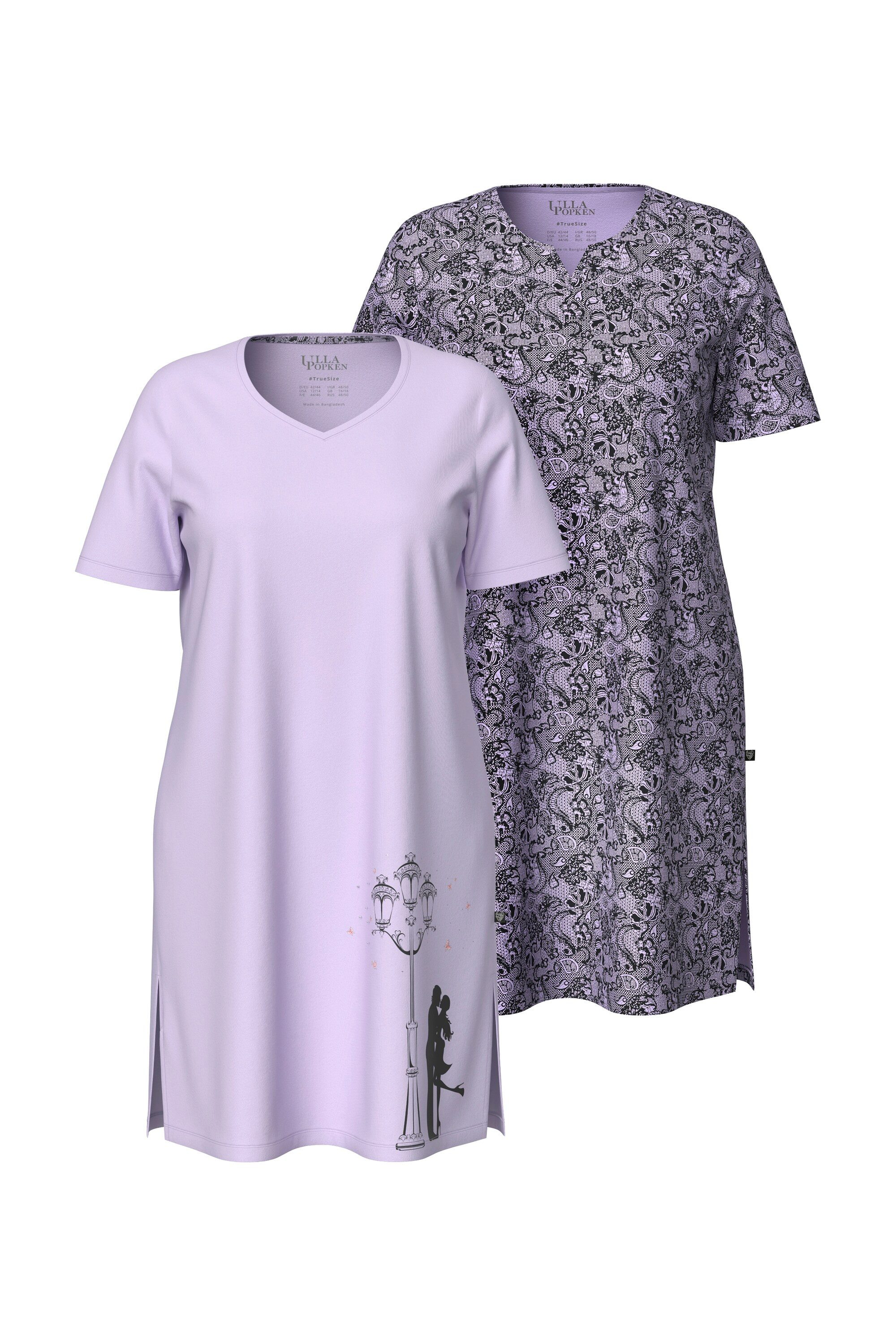 Ulla Popken Bigshirt Bigshirts 2er-Pack Tunika-/Herzausschnitt Halbarm