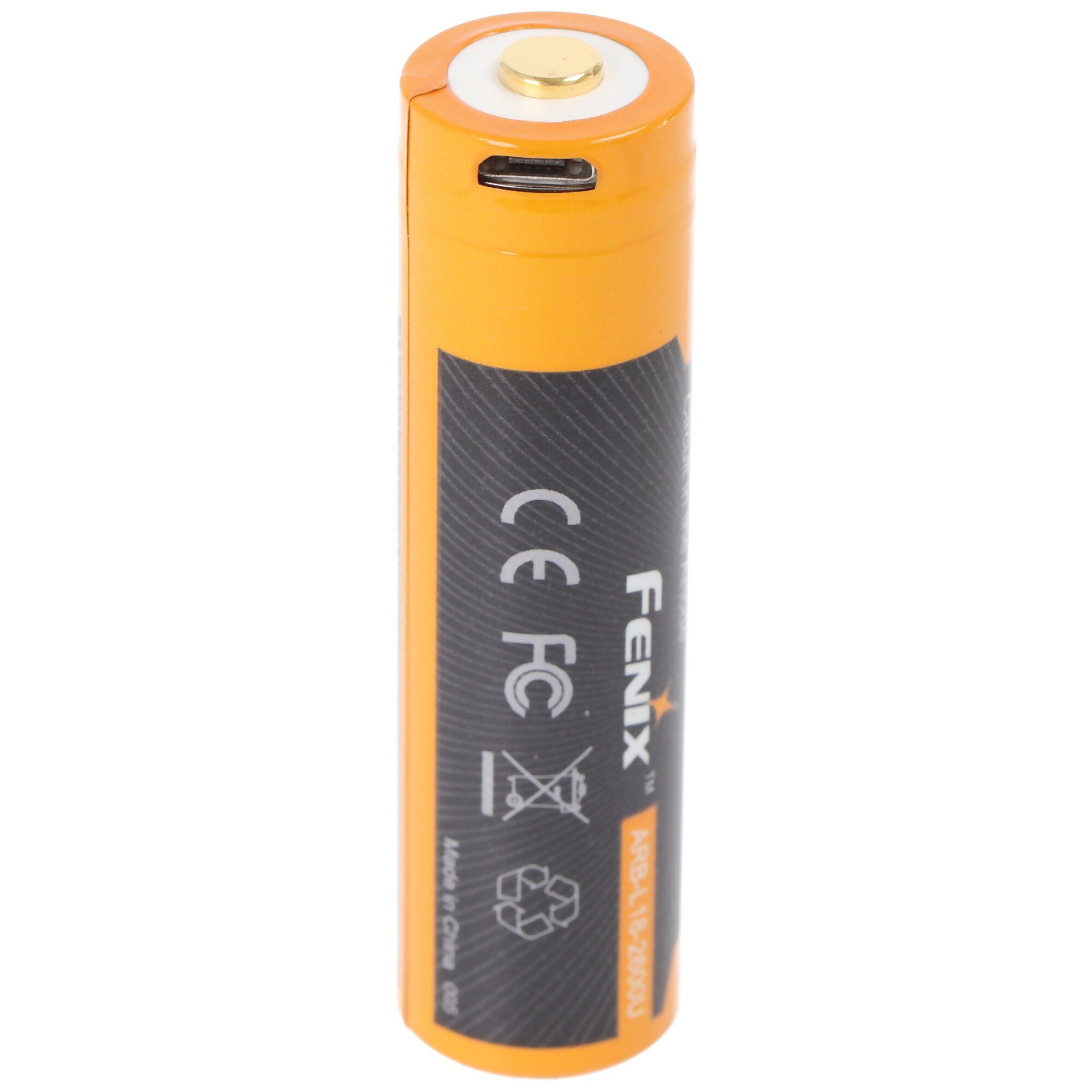 Fenix Li-Ion Akku 18650, mehrfach geschützt mit USB Ladefunktion, 70x18,6mm Akku 2600 mAh (3,6 V)