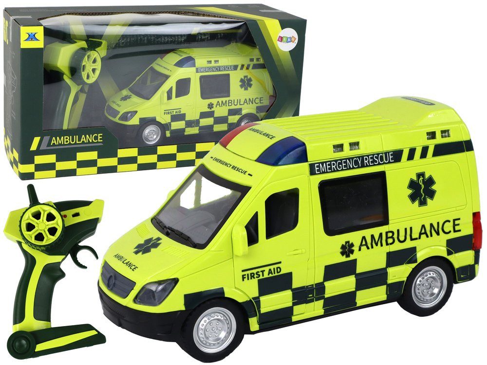 Wisam RC-Auto Ferngesteuerter gelber Krankenwagen mit Lichtern