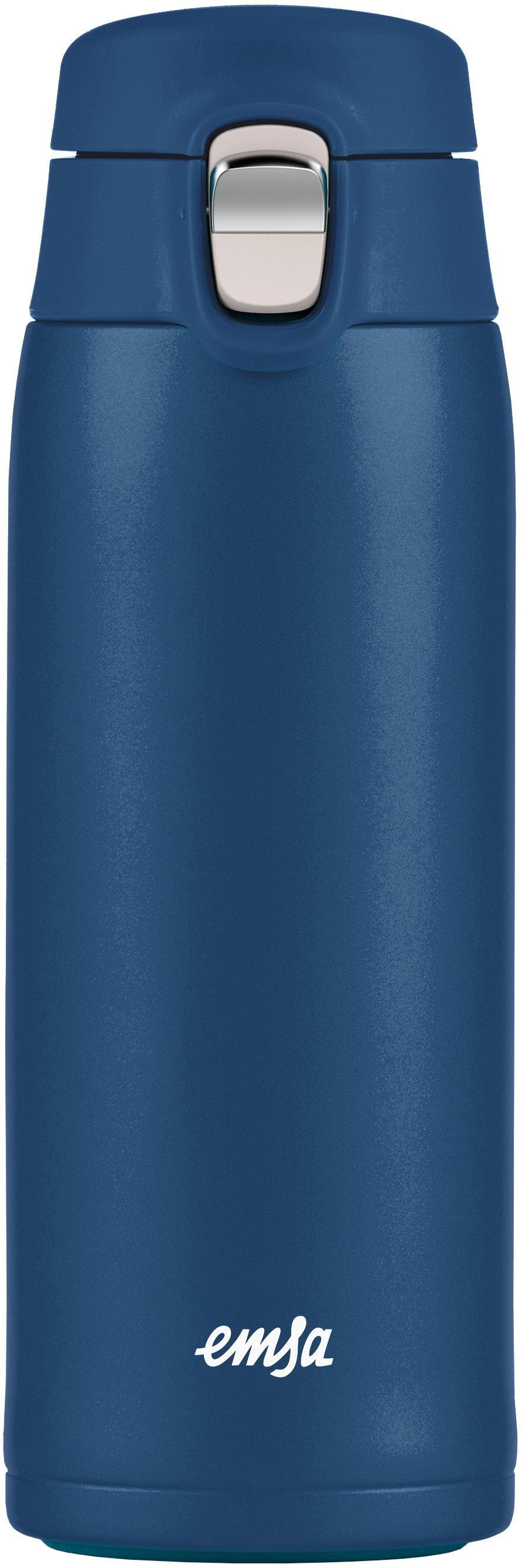 Emsa Thermobecher Travel Mug, Edelstahl, Kunststoff, 0,4L, leicht, Edelstahl, Klappverschluss, 100% dicht, 8h heiß/16h kalt