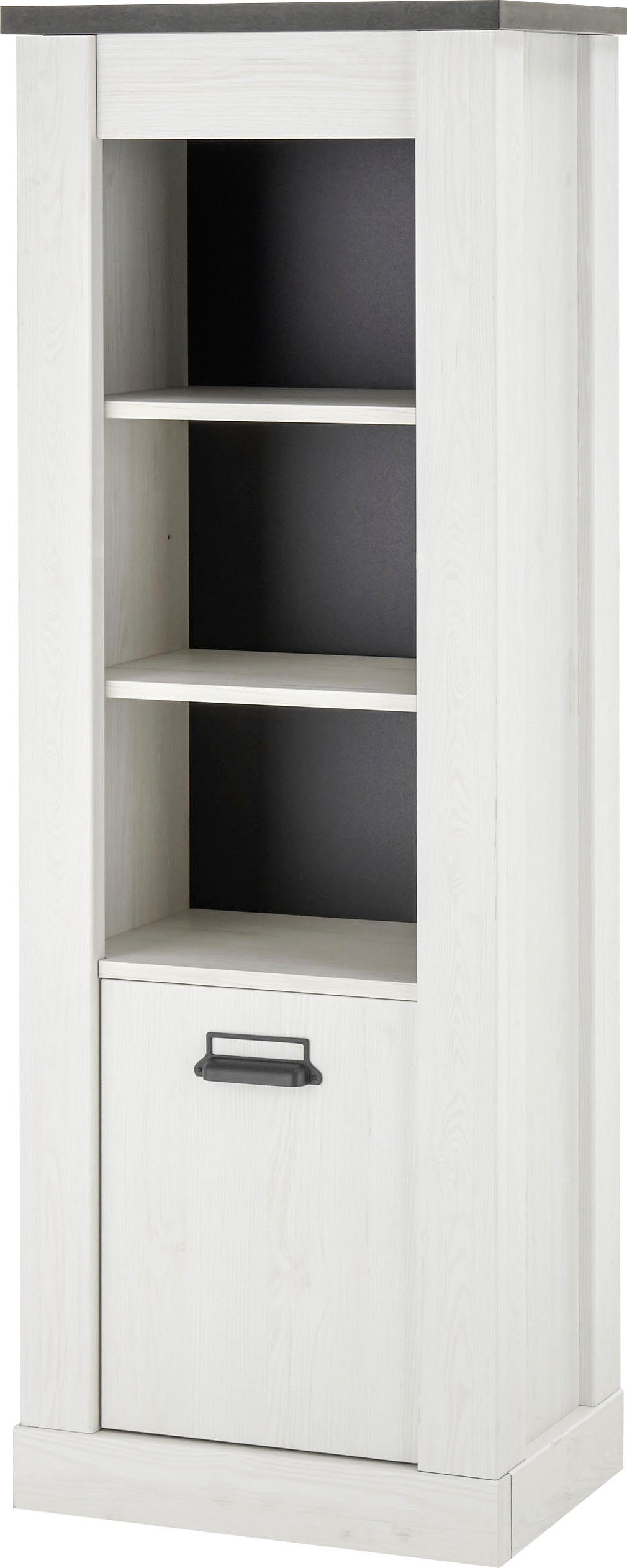 Pinie affaire modernem 146 cm Weiss Midischrank SHERWOOD aus Apothekergriffen Dekor, in Metall, Höhe Home Holz mit Dekor