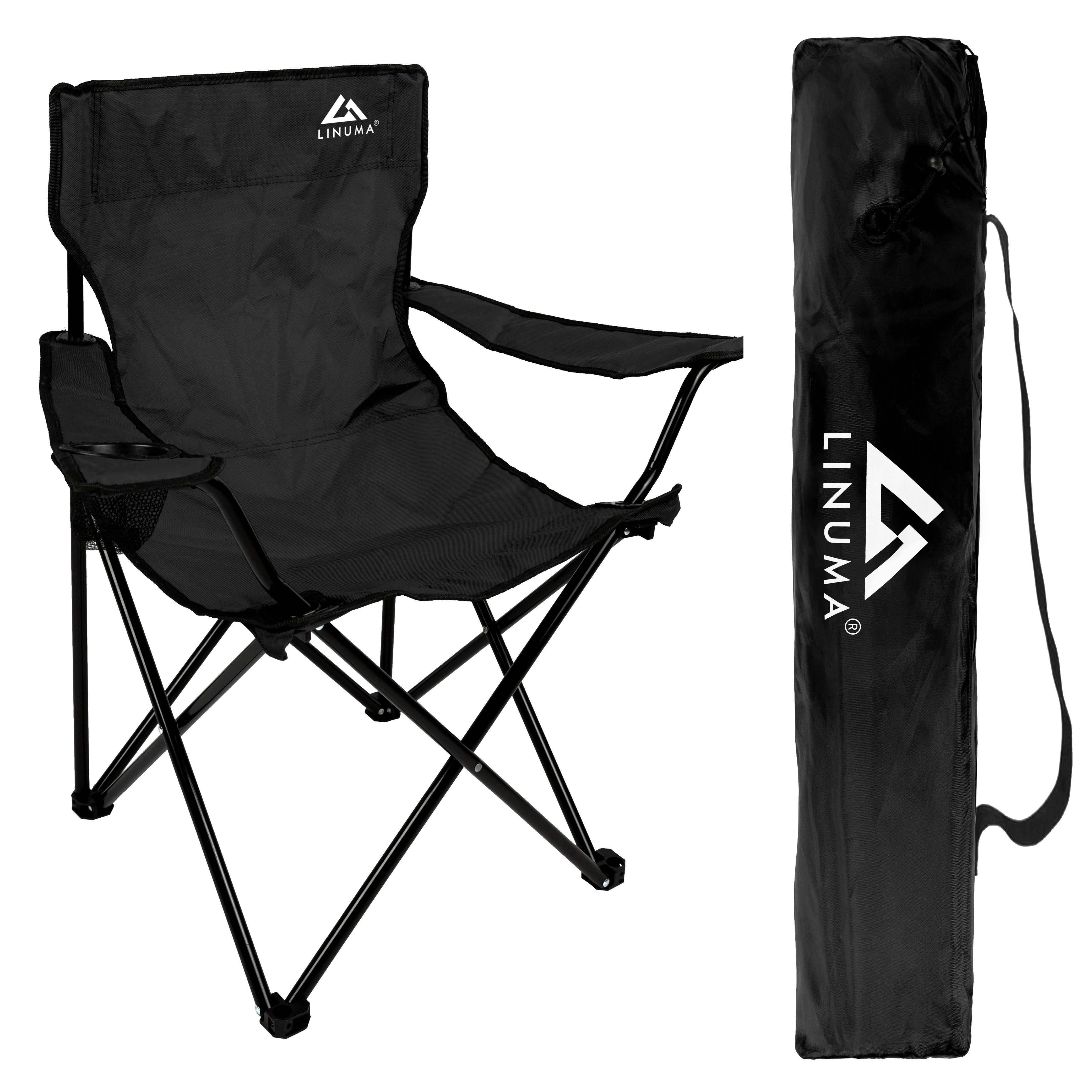 LINUMA Campingstuhl Faltstuhl SCHWARZ Klappstuhl Getränkehalter günstig online kaufen